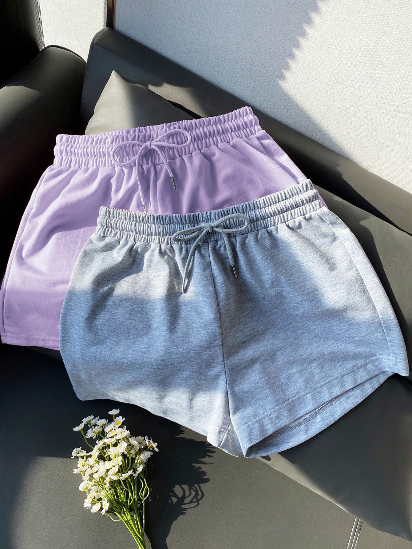 SHEIN 2pcs Women Casual Shorts, Suitable For Spring/Summer
