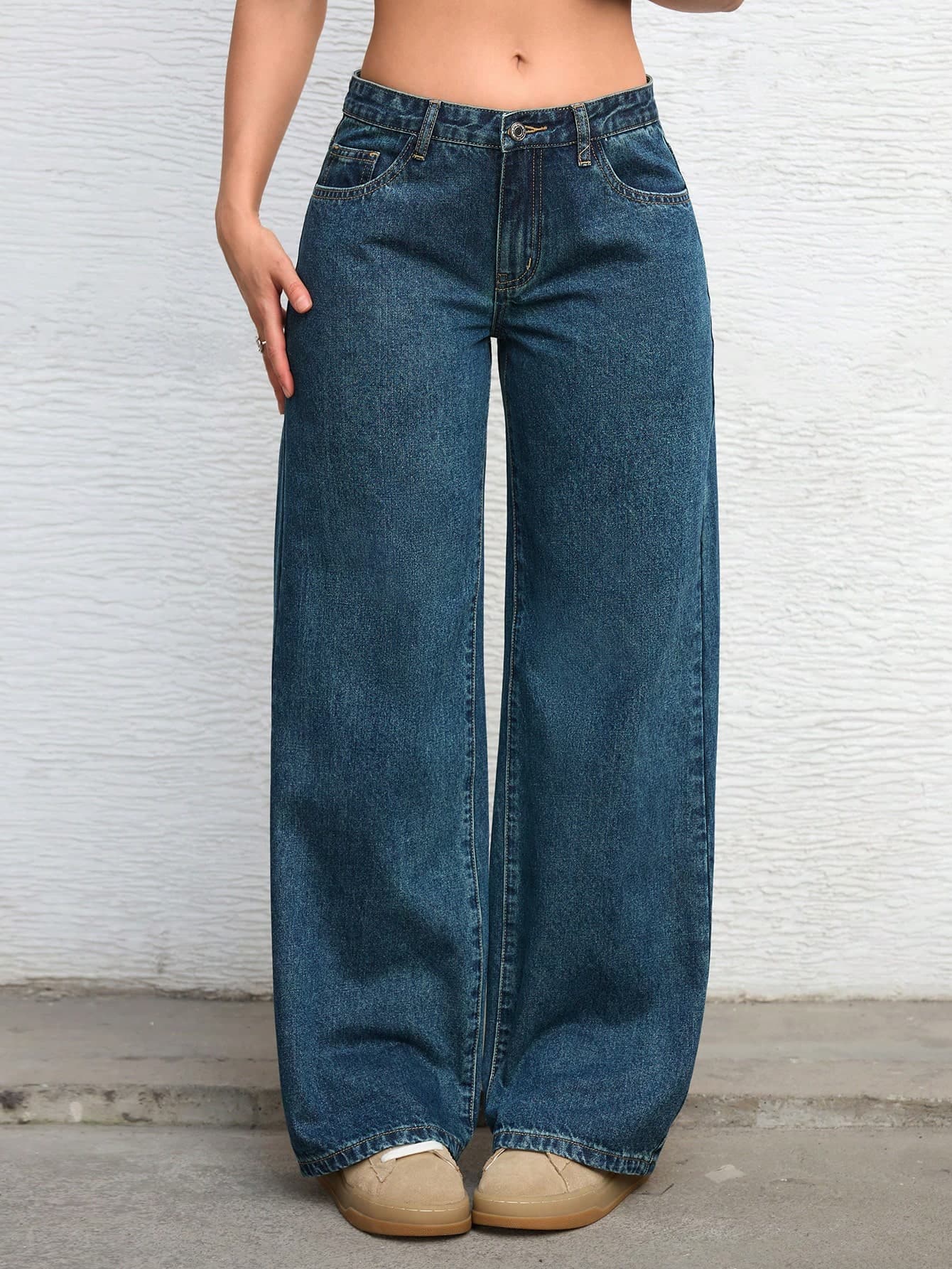 Jeanoix Plus Size Women Y2K Fashion Distressed Wide Leg Loose Fit Jeans