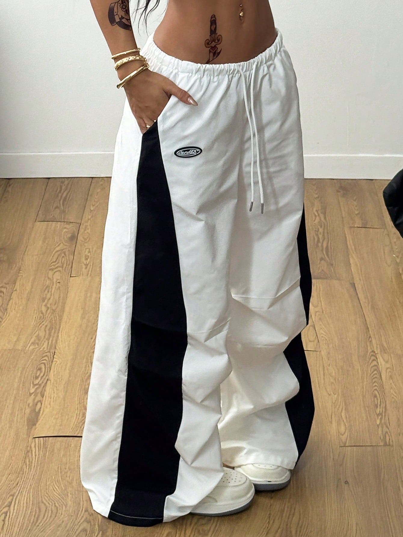 Coolane Women's Summer Concert Streetwear Going Out Color-Blocked Parachute Pants Cargo Pants