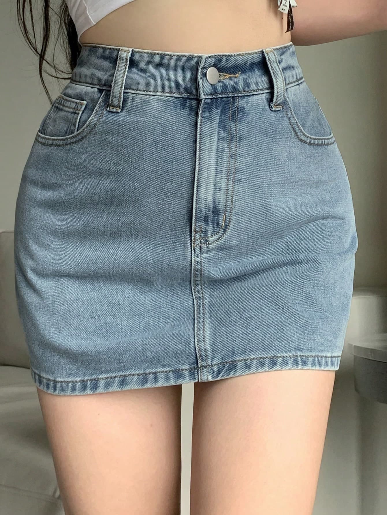 Joudiya Summer Vacation Beach Sports Casual Raw Denim Skirt For Women Jeans Skirt