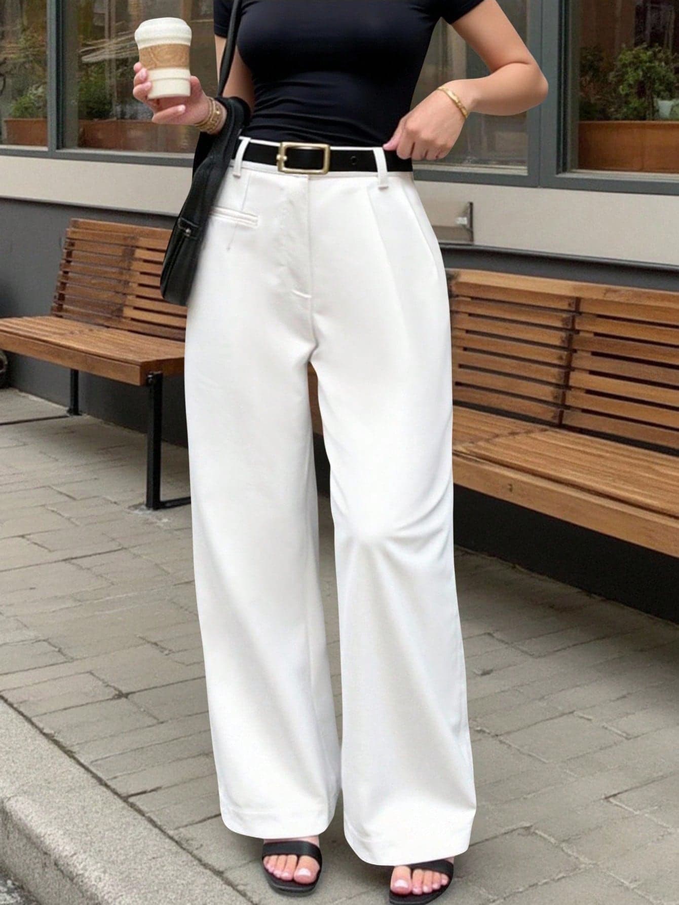 EMERY ROSE Women's Casual & Comfortable Solid Color Suit Pants Fall Cloth For Women