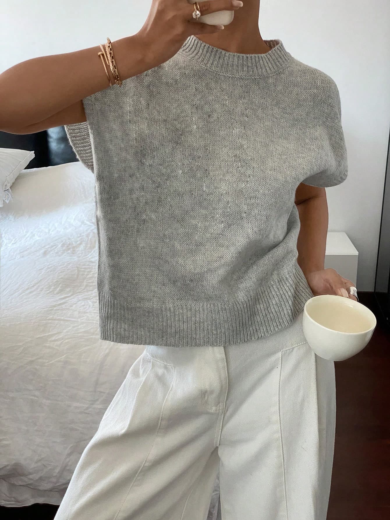 Siren Gaze Women's Casual Elegant Short Sleeve Knit Sweater, Suitable For Summer,Knitted Sweater