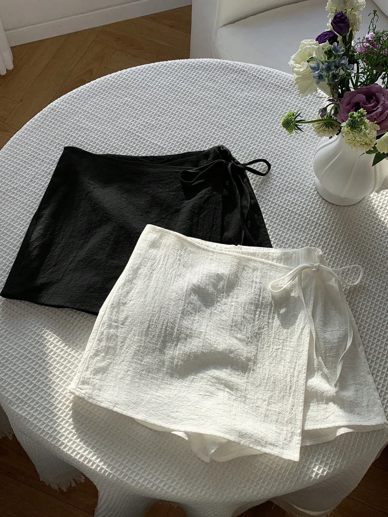 Comfortcana Two-Piece Set Women Side Tie Zipper Skort, Suitable For Summer