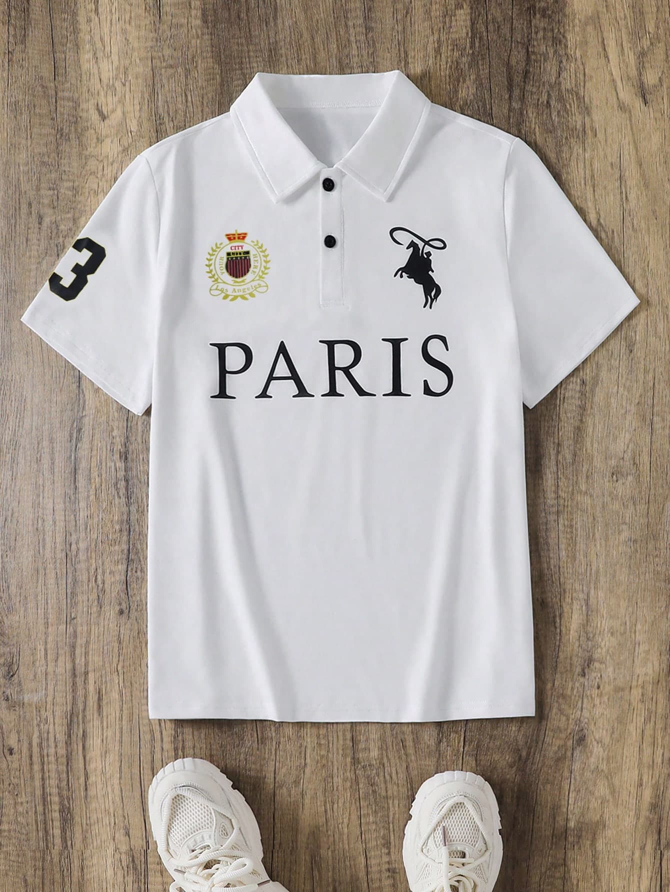 Teen Boys Casual Vacation Comfort American Collegiate Letter Printed Polo Shirt, Stylish & Versatile