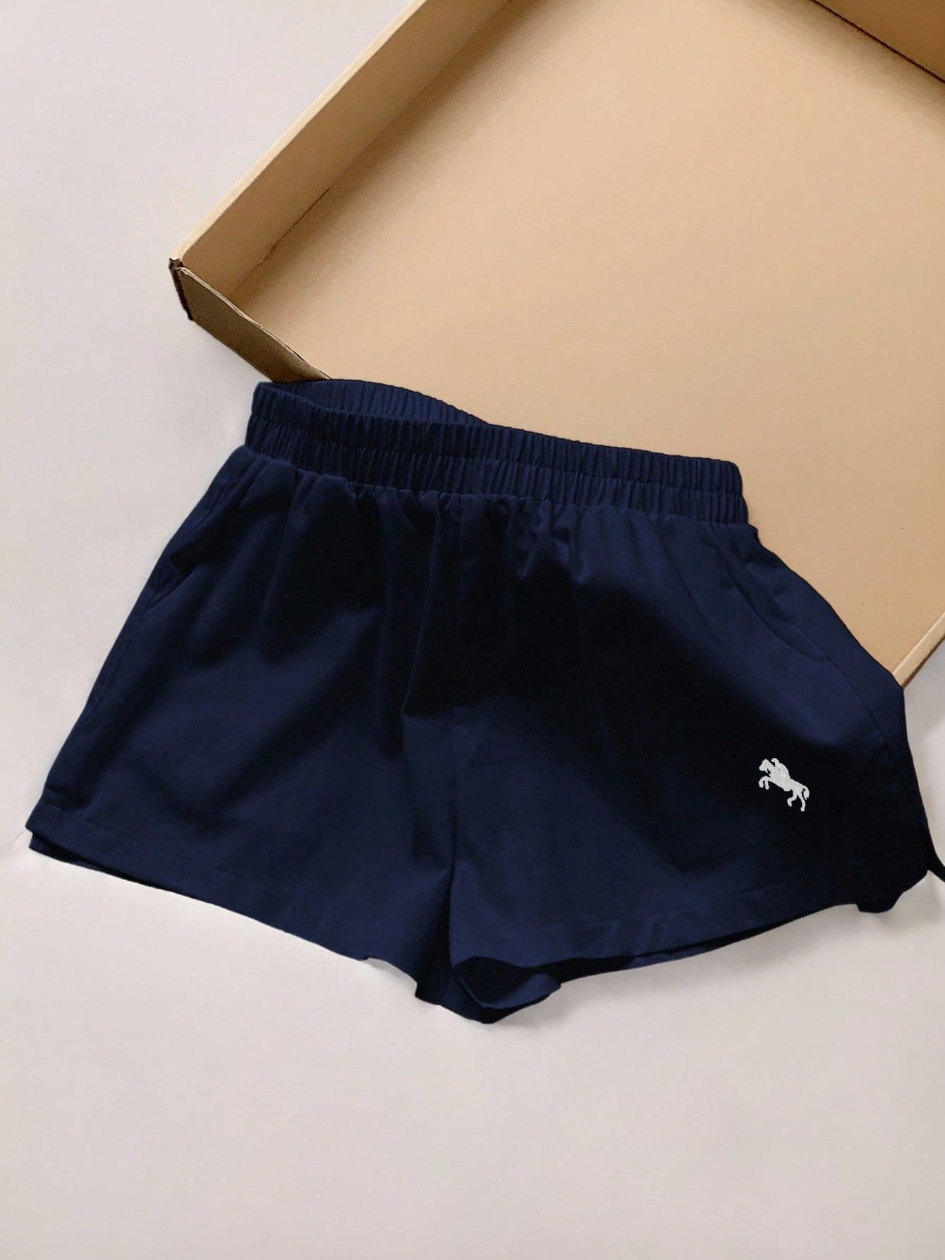 Comfortcana Women's Casual Simple Navy Blue Shorts, Summer,High Waisted Shorts