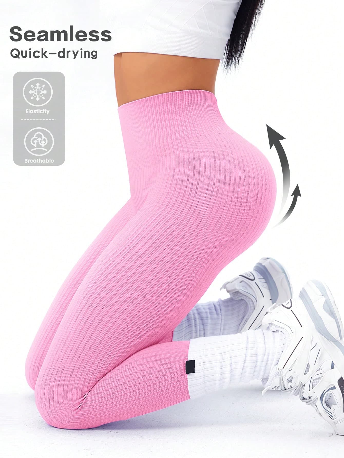 SHEIN Sports Women's Solid Color High Waist Seamless Yoga Leggings Women Clothing Exercise Workout Clothes Women Workout Pants Women Clothing Athletic Workout Gear Women