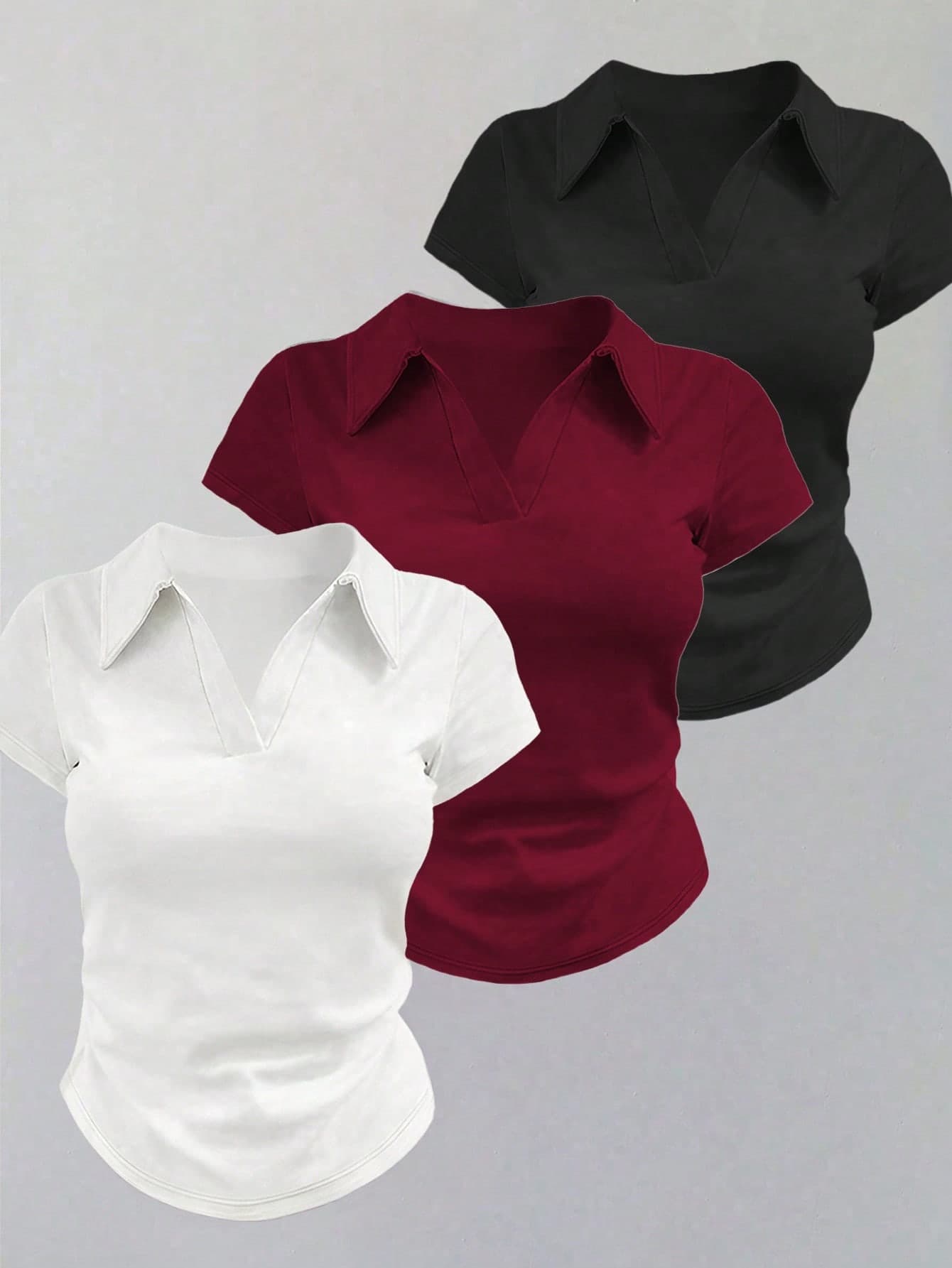 SHEIN Women's Casual Solid Color Short Sleeve T-Shirt Top, Versatile For Summer