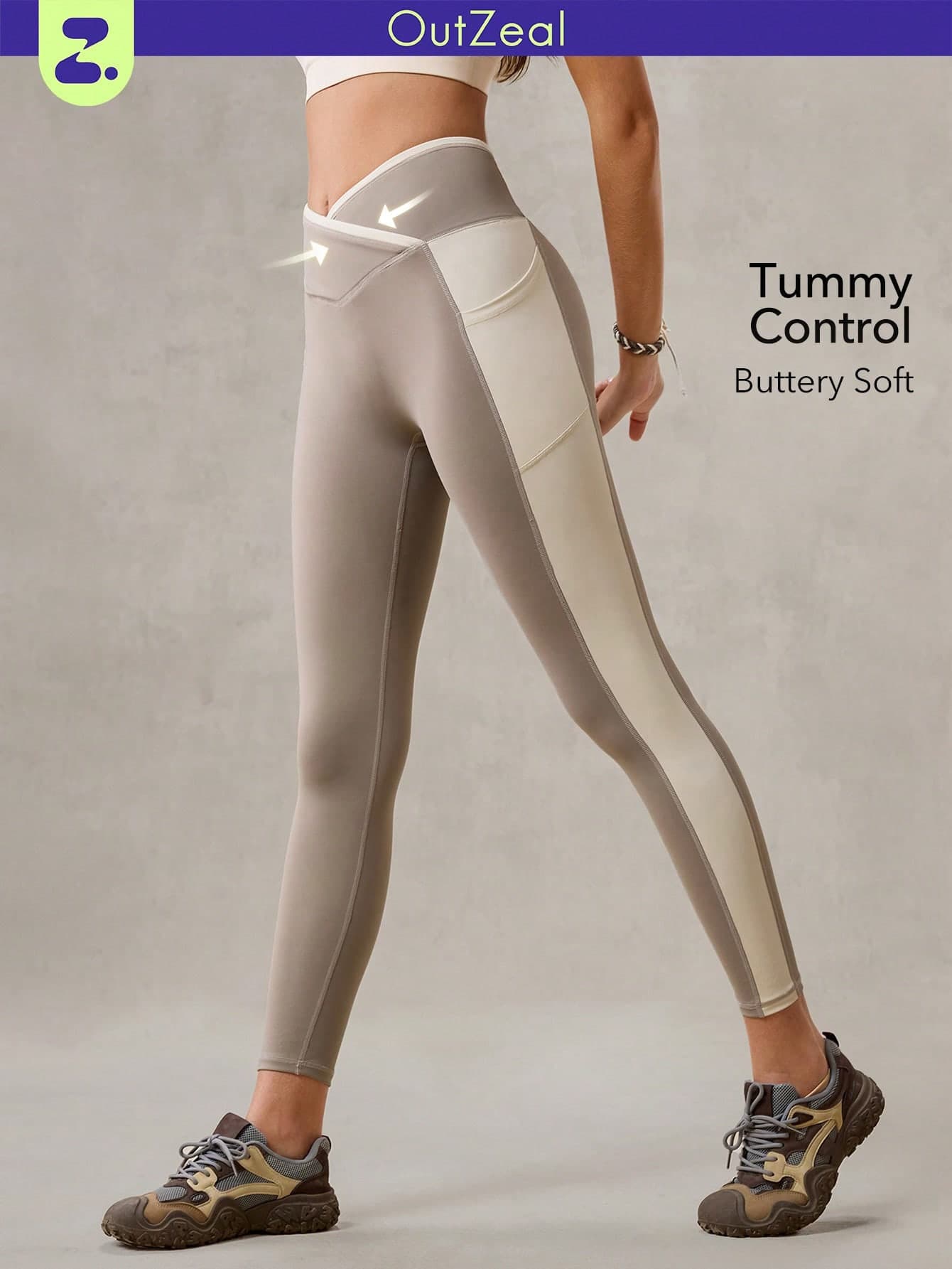 OutZeal Gym Wear Women Sports Leggings Yoga Workout Pilates Outfit Moisture Wicking Buttery Soft Crossover Waist High Elasticity Sports Pants