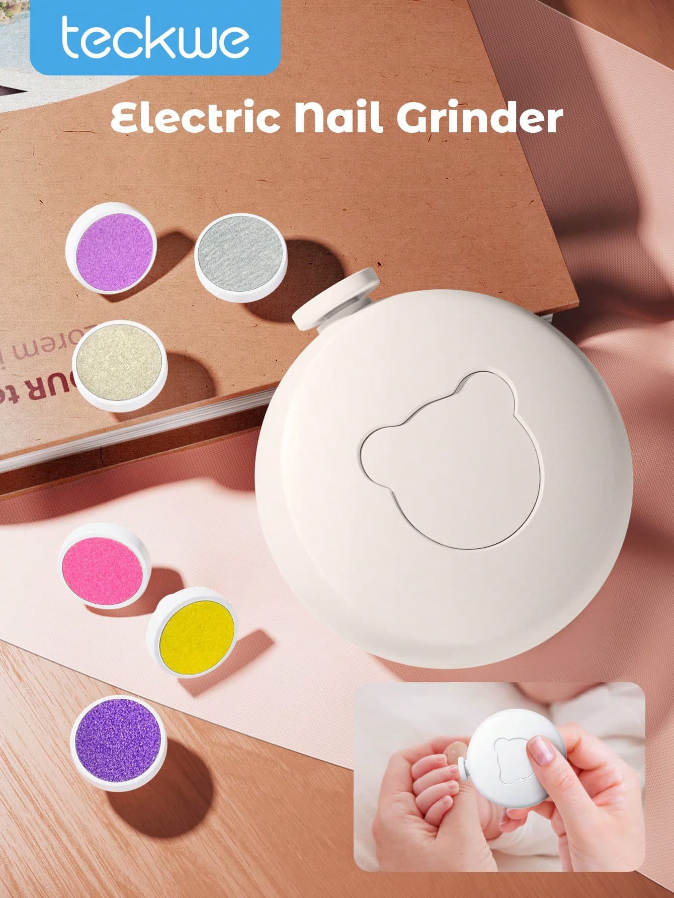 Teckwe Electric Nail Sharpener Kids Nail Polisher Hand-Held Home Nail Driller Nail Sander Fully Automatic Mini Nail Sharpener Portable Manicure Tool Nail File, Birthday Gift