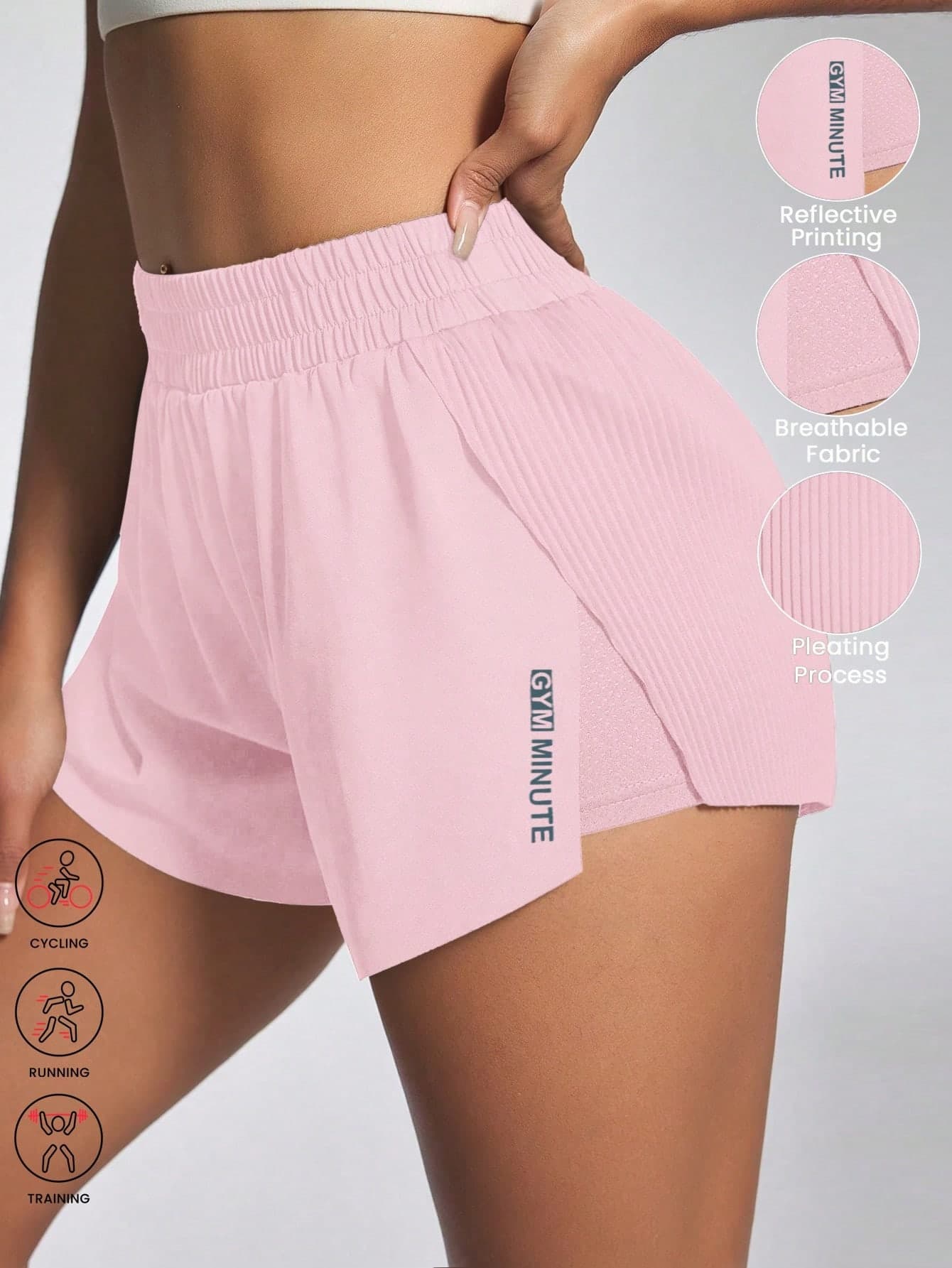 Velisys Velisys Women's Letter Print Side Split Casual Sports Shorts Workout Short