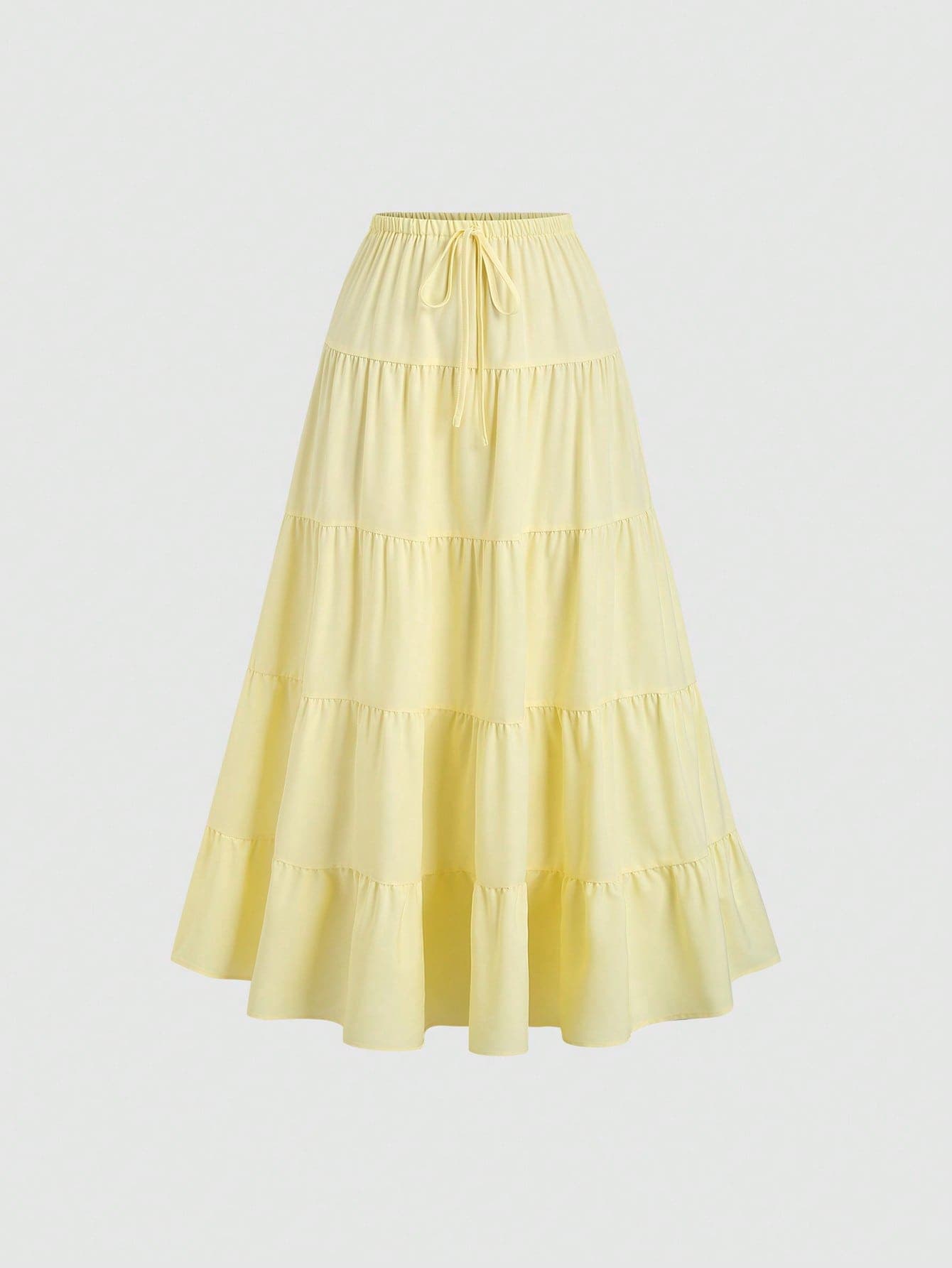 Sweetra Simple Elastic Waist Loose Puff Skirt