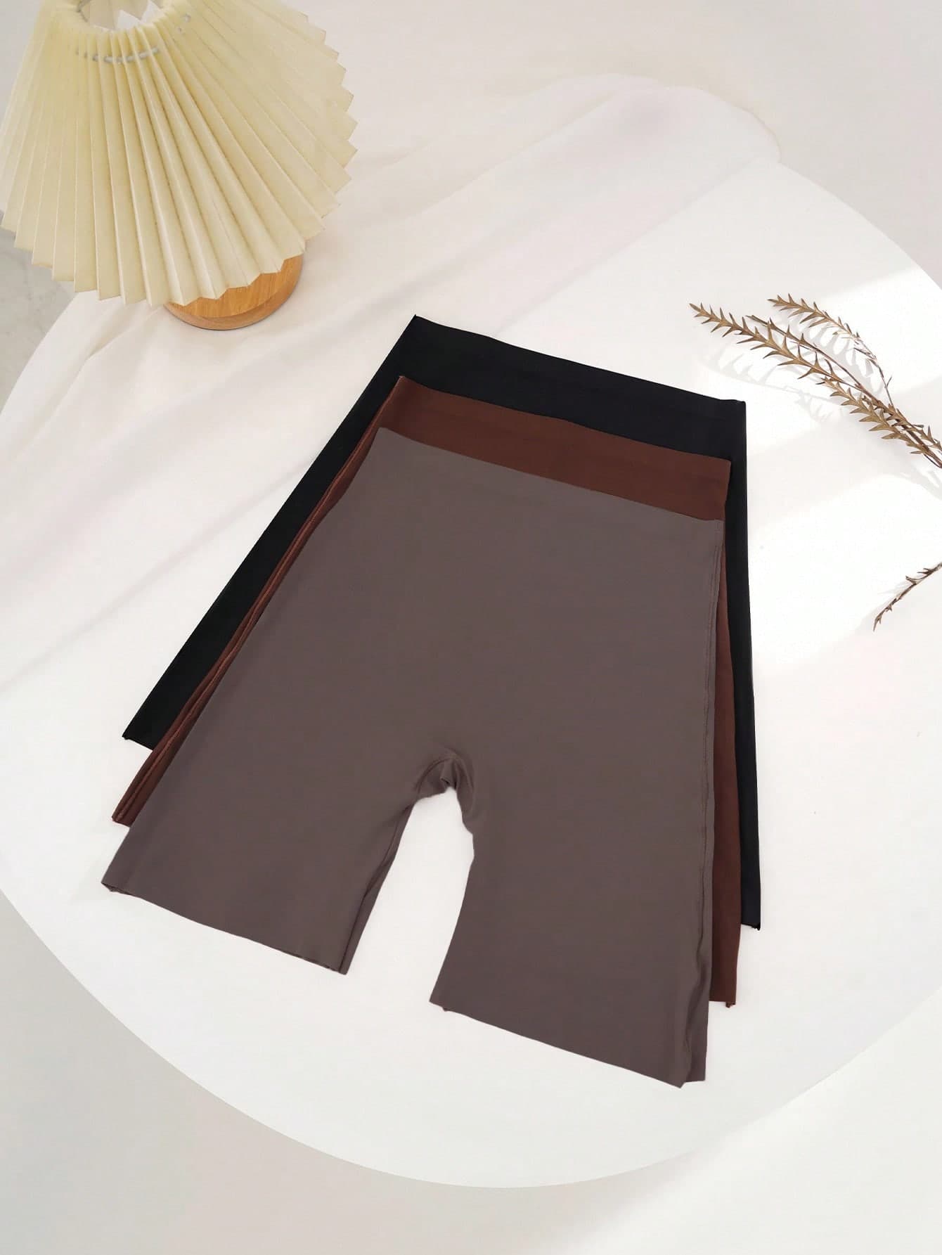 3pcs High Waist Solid Color Shorts For Women