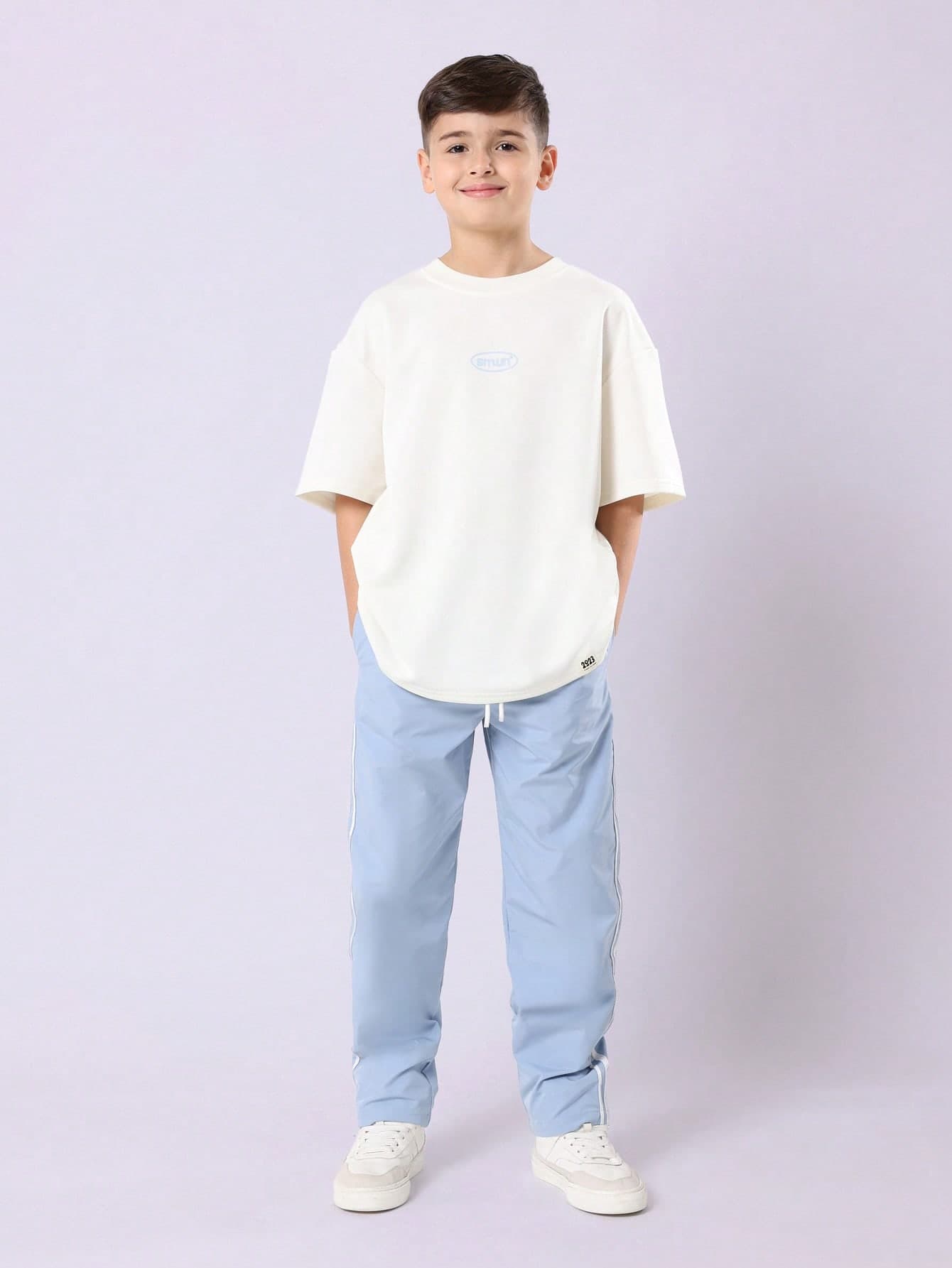 SUMWON Classic Oversized T-Shirt Track Pants Set Youth Boys Wear Streetwear Casual Spring Fall Set Vacation