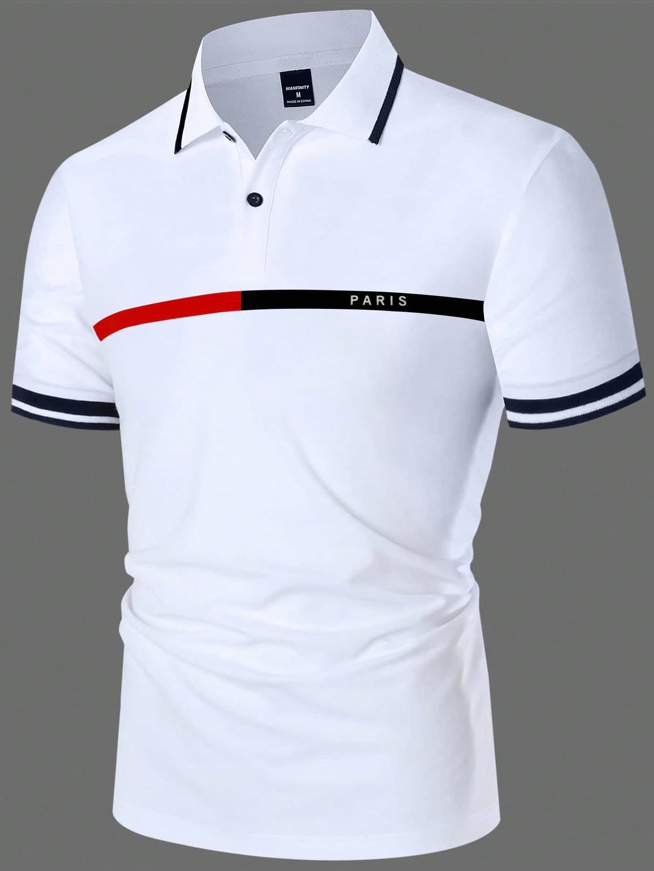 Calvornis Men's Striped Print Short Sleeve Casual Polo Shirt, Summer Fashion Polo Shirt, Formal, Ceremony