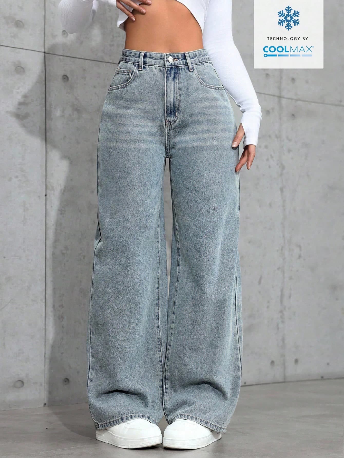 SHEIN ICON Casual Relaxed-Fit High-Waist Straight Leg Denim Jeans