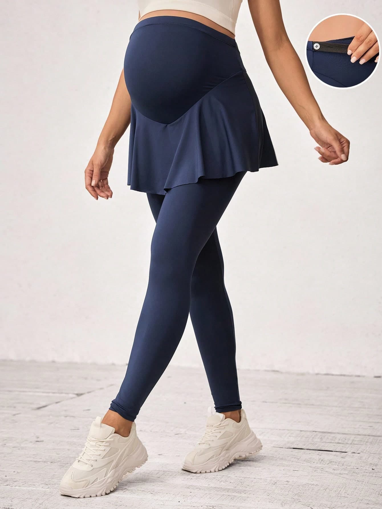 SHEIN Maternity Solid Color Waistless Fitted Skirt Pants, Outdoor Casual Yoga Sports Bottoms