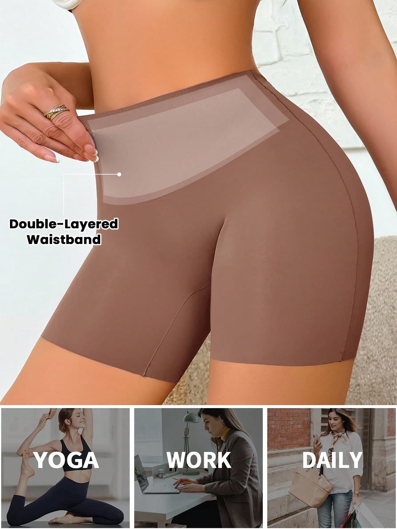 SHEIN 1pc Women Solid Color High Stretch Lifting Shaping Pants Tummy Control Shorts Shapewear Shorts For Women Yoga Shorts Spandex Shorts