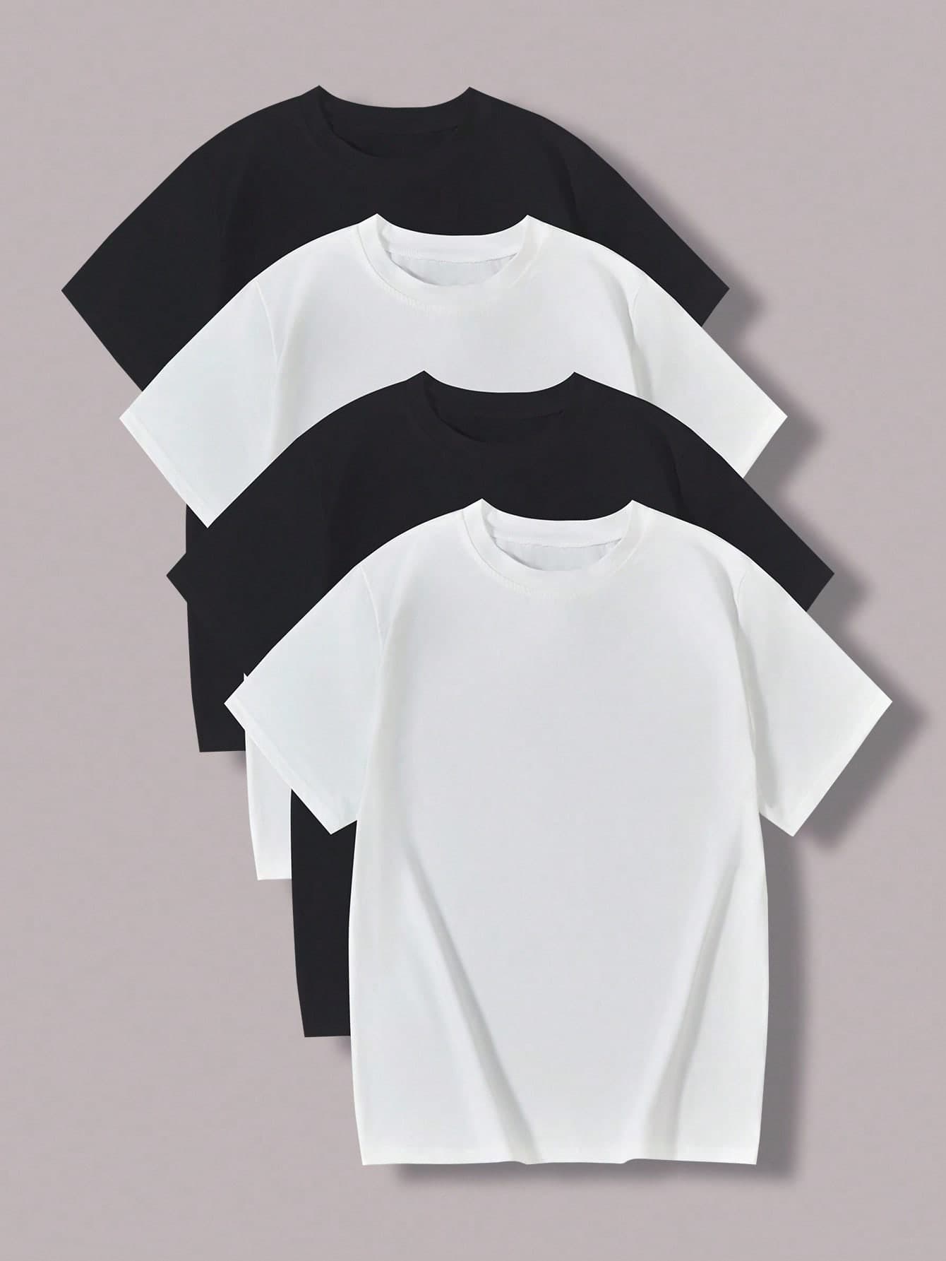 SHEIN Vacaura 4-Piece Set Casual Fitted Soft Multi-Color T-Shirts For Teenage Boys