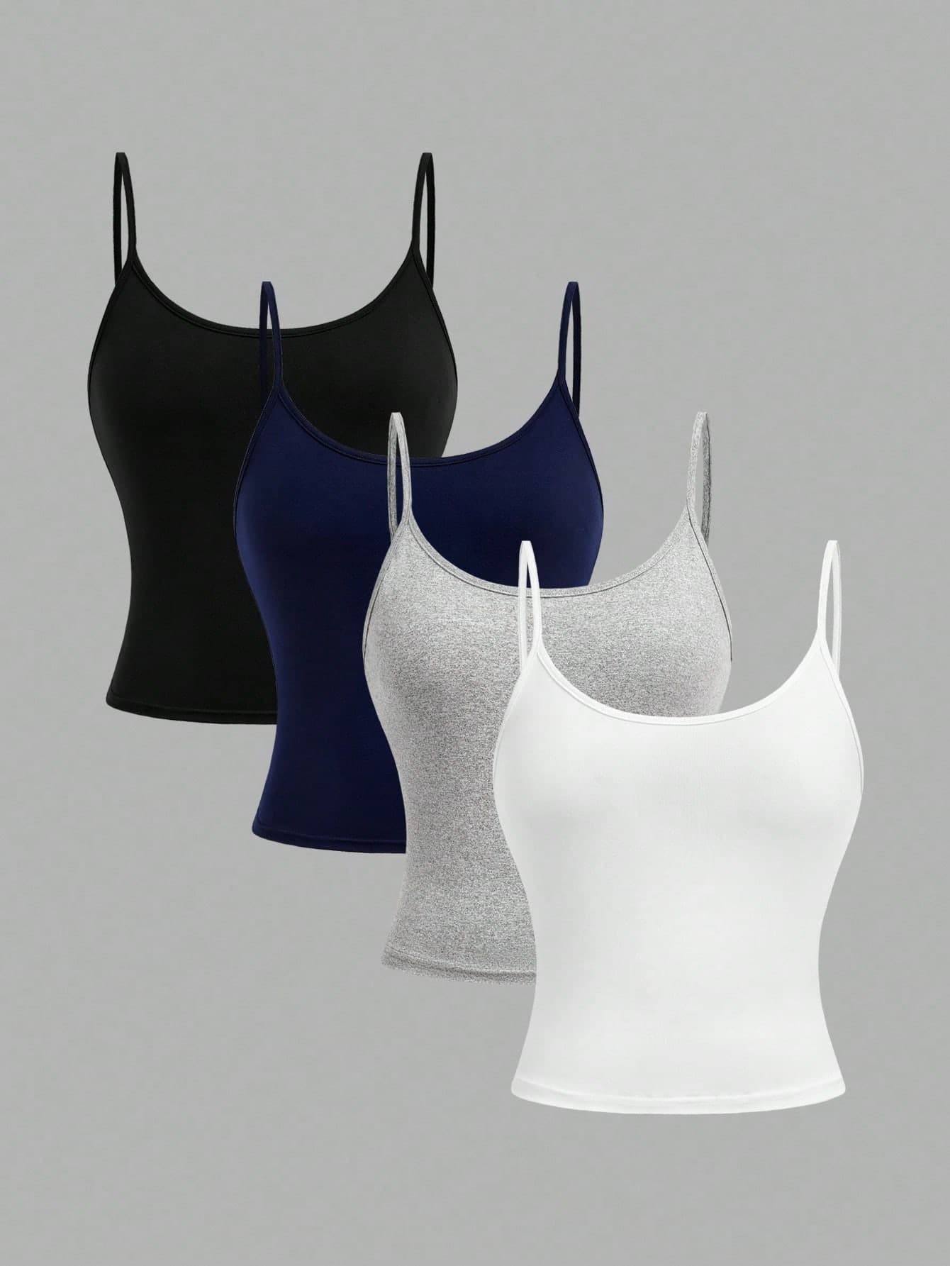 Girlism Polyester Fitted Tank Tops For Teen Girls In Multicolor Ideal Layering And Summer Cami Tanks Multipack 3 Packs With Bras Tight