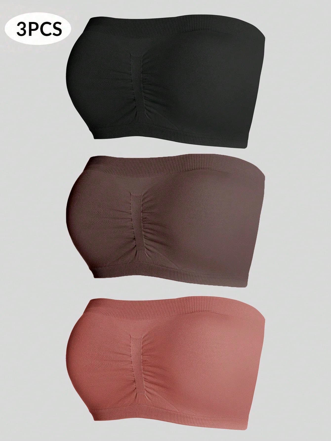 SHEIN 3pcs Set: Seamless Elegant Plus Size Bra & Wireless Bra Strapless Bra Pack Seamless Strapless Bras