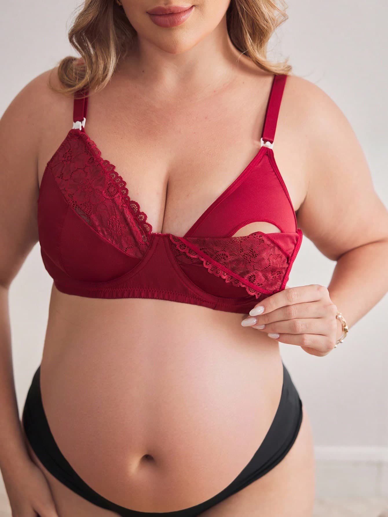 Moonlight&Mama Clip Closure Nursing Bra With Underwire, Lace Splice, Convenient For Breastfeeding, Plus Size Maternity Bra, Lift