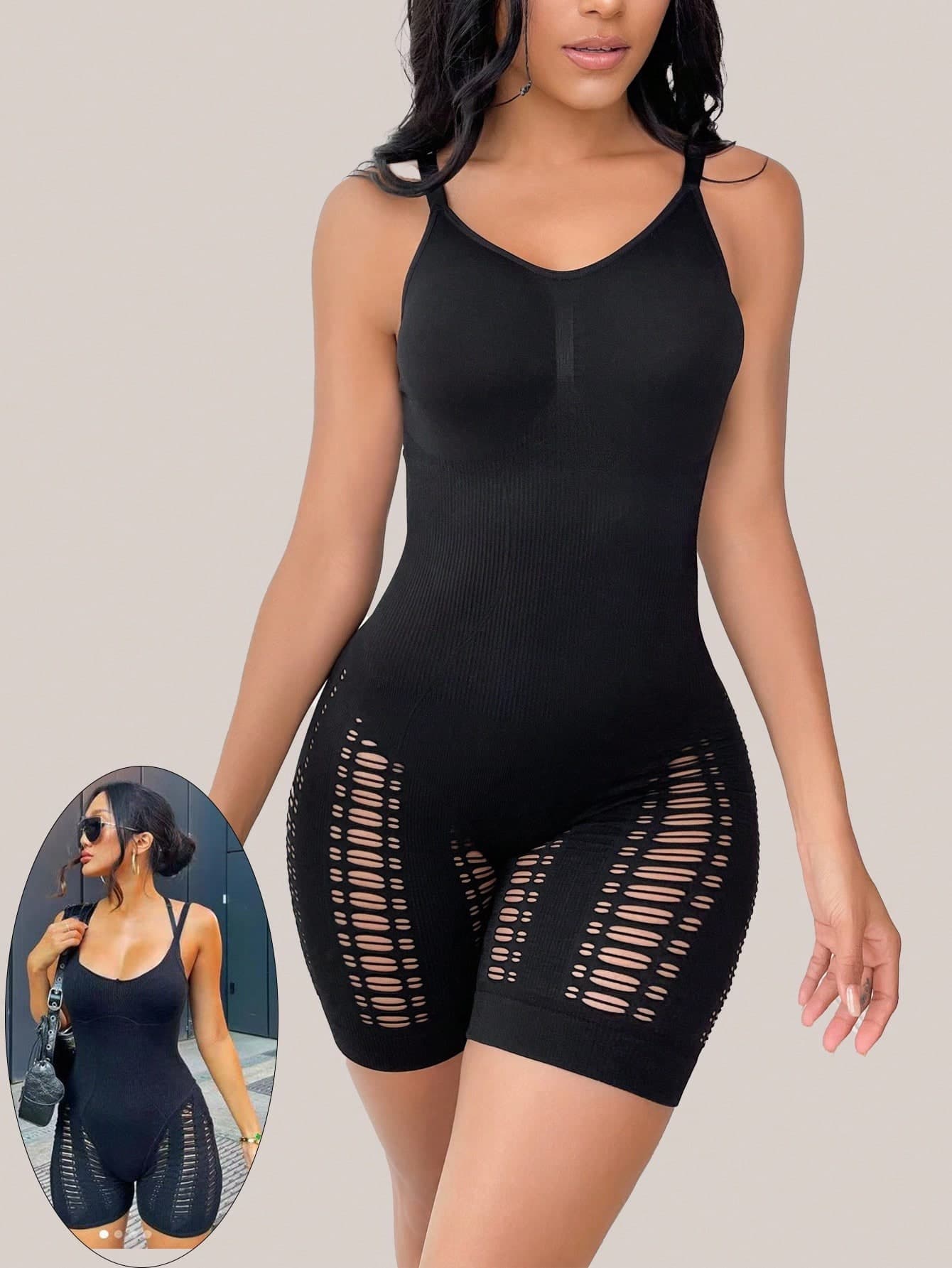 SHEIN 1pc Seamless Body Shaper For Women With Waist Trainer, Tummy Control, Butt Lifter, Backless, Square, Bodysuit
