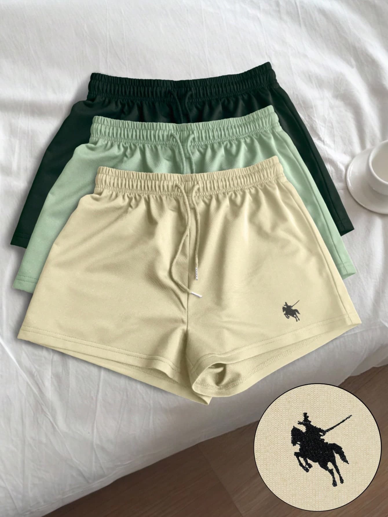SHEIN Embroidered Multi-Color Sports Shorts For Women, Great Gift For Friends