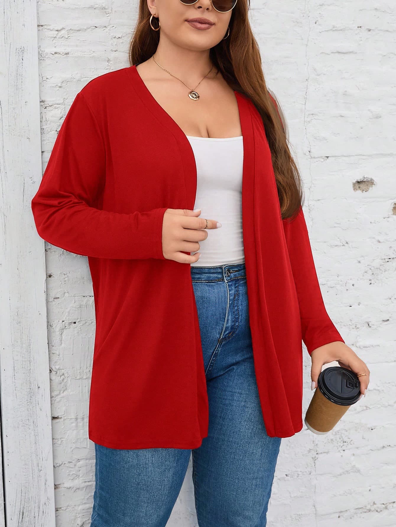 SHEIN LUNE Plus Size Casual Commuter Minimalist Solid Color Jacket,Fall Clothes For Women Winter Autumn