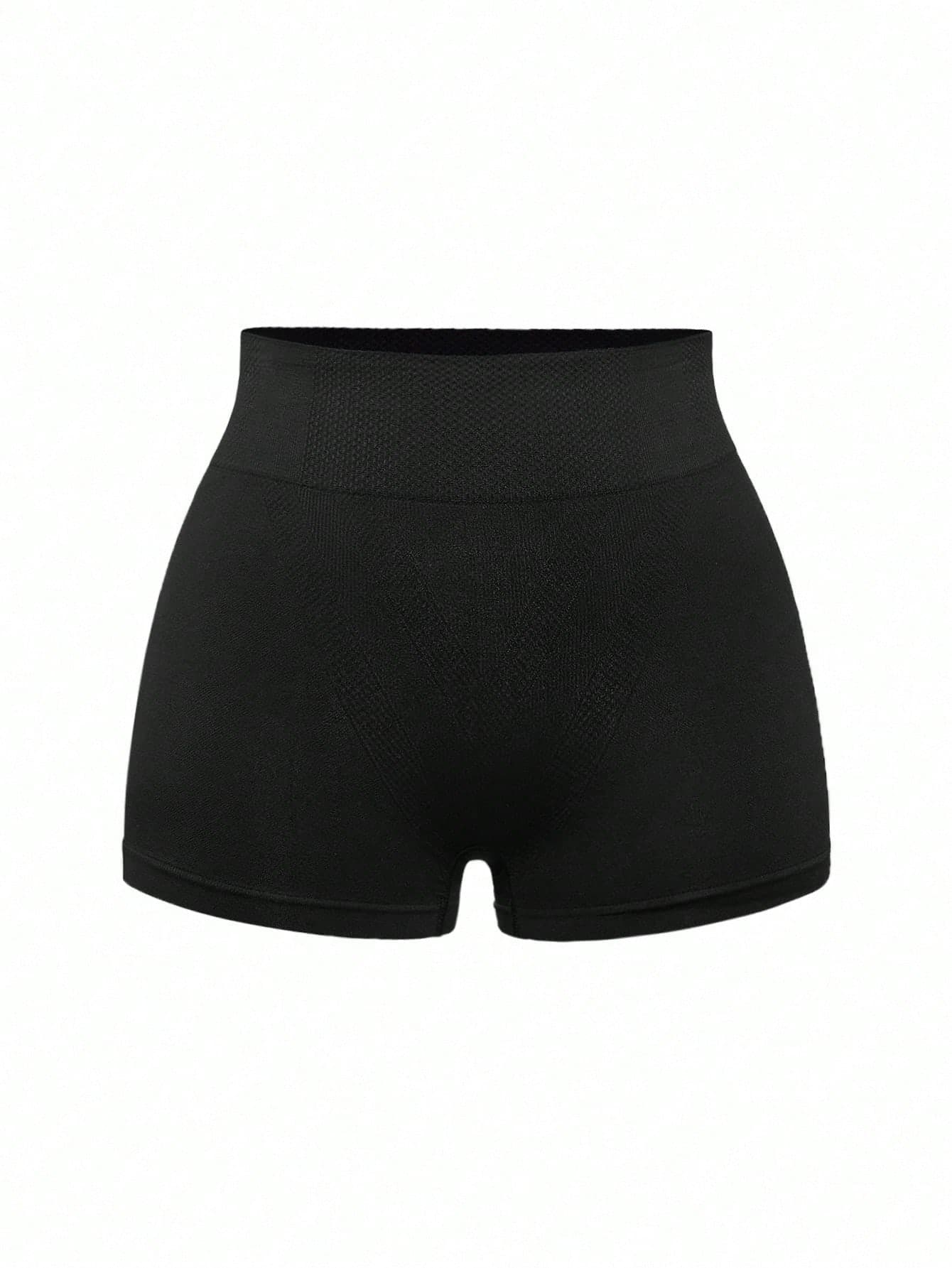 SHEIN Women's Black Plain High Stretch Cut Out Thong Shapewear Bottoms For Casual Comfy Wear