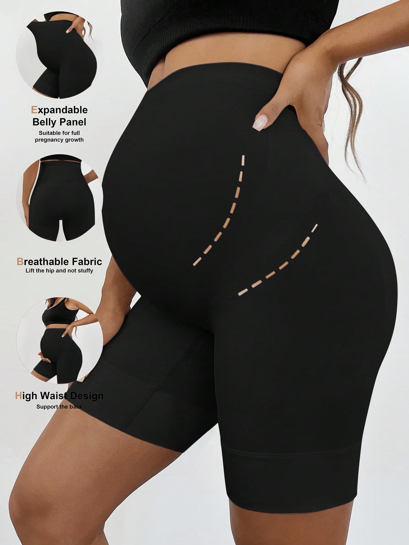 SHEIN Fall Clothes Maternity Premium Shapewear High Waisted Mid Thigh Pregnancy Underwear Prevent Chaffing Soft Abdominal Support Biker Shorts Compression