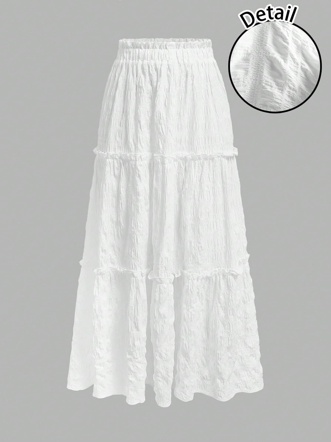 SHEIN MOD Casual Vacation Style 3-Tier Ruffle Skirt, Spring Inspired Women's Skirt, Suitable For Summer Vacation Chic Dress