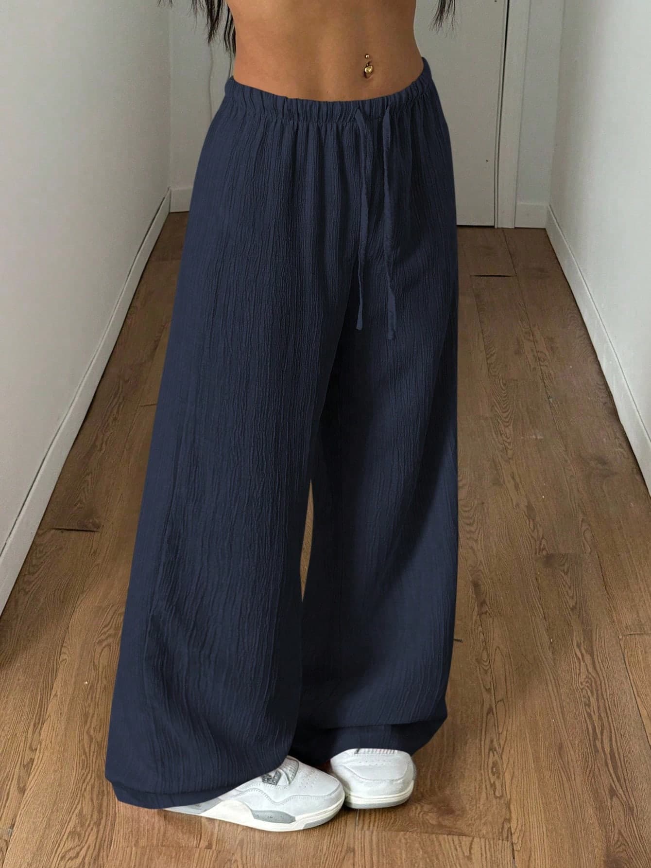 StreetHx Petite Women's Summer Textured Fabric Straight Leg Pants Fall Cloth For Women ,Petite Women