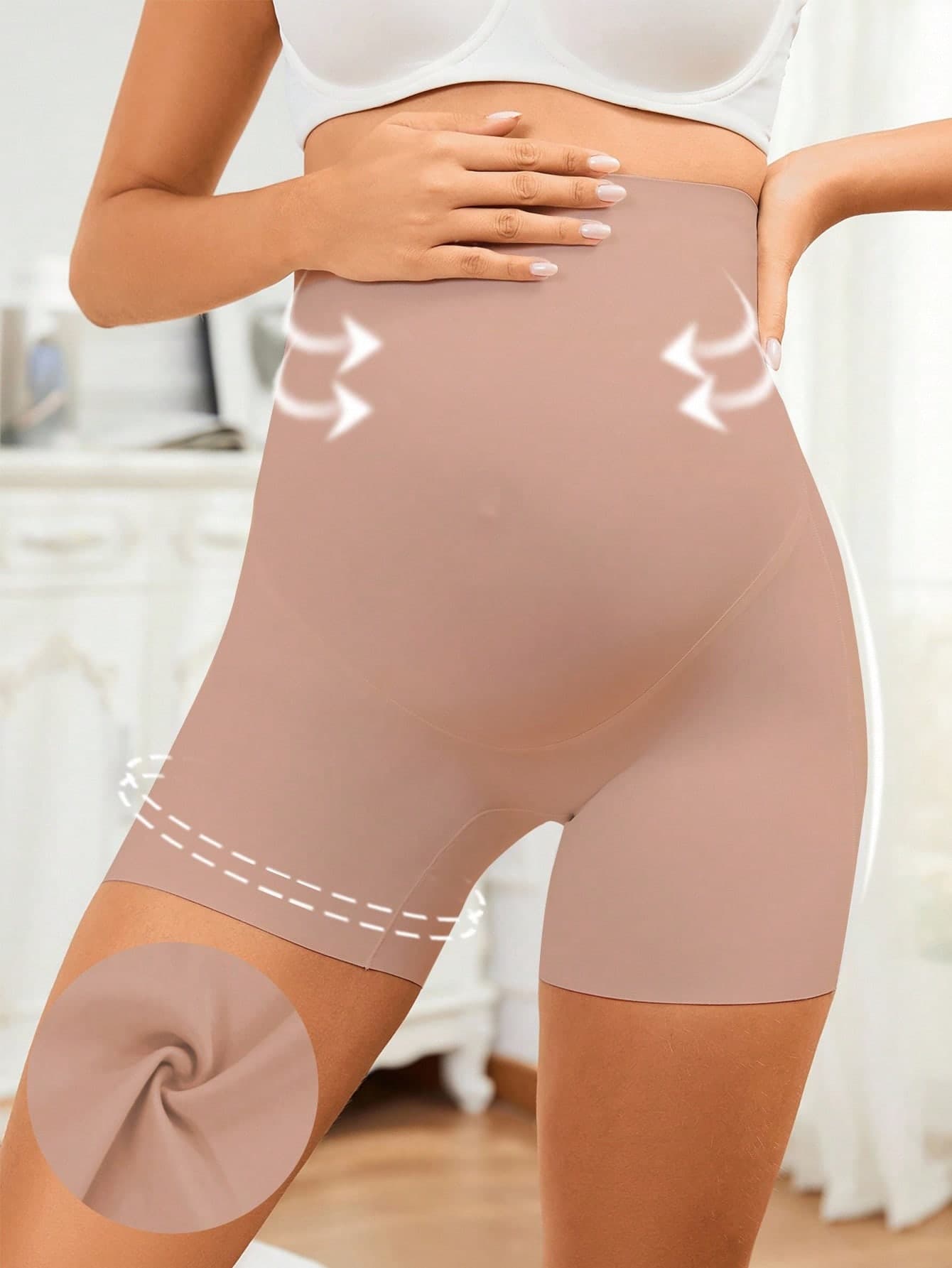 Moonlight&Mama Maternity Solid Color High Waist Comfortable Breathable Seamless Underwear