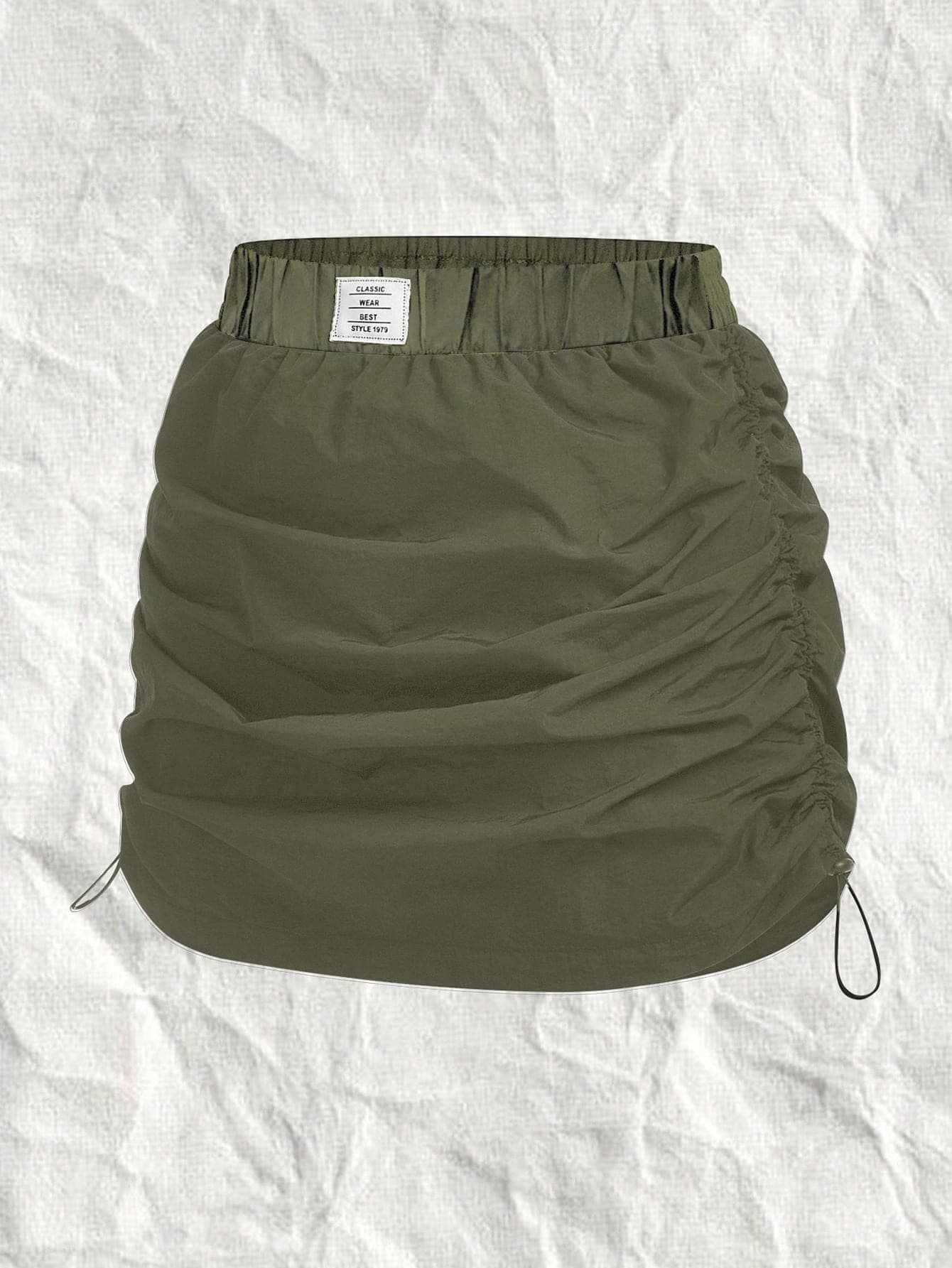 SHEIN EZwear CURVE Plus Size Women's Letter Embroidery Olive Green Woven Skirt Fall