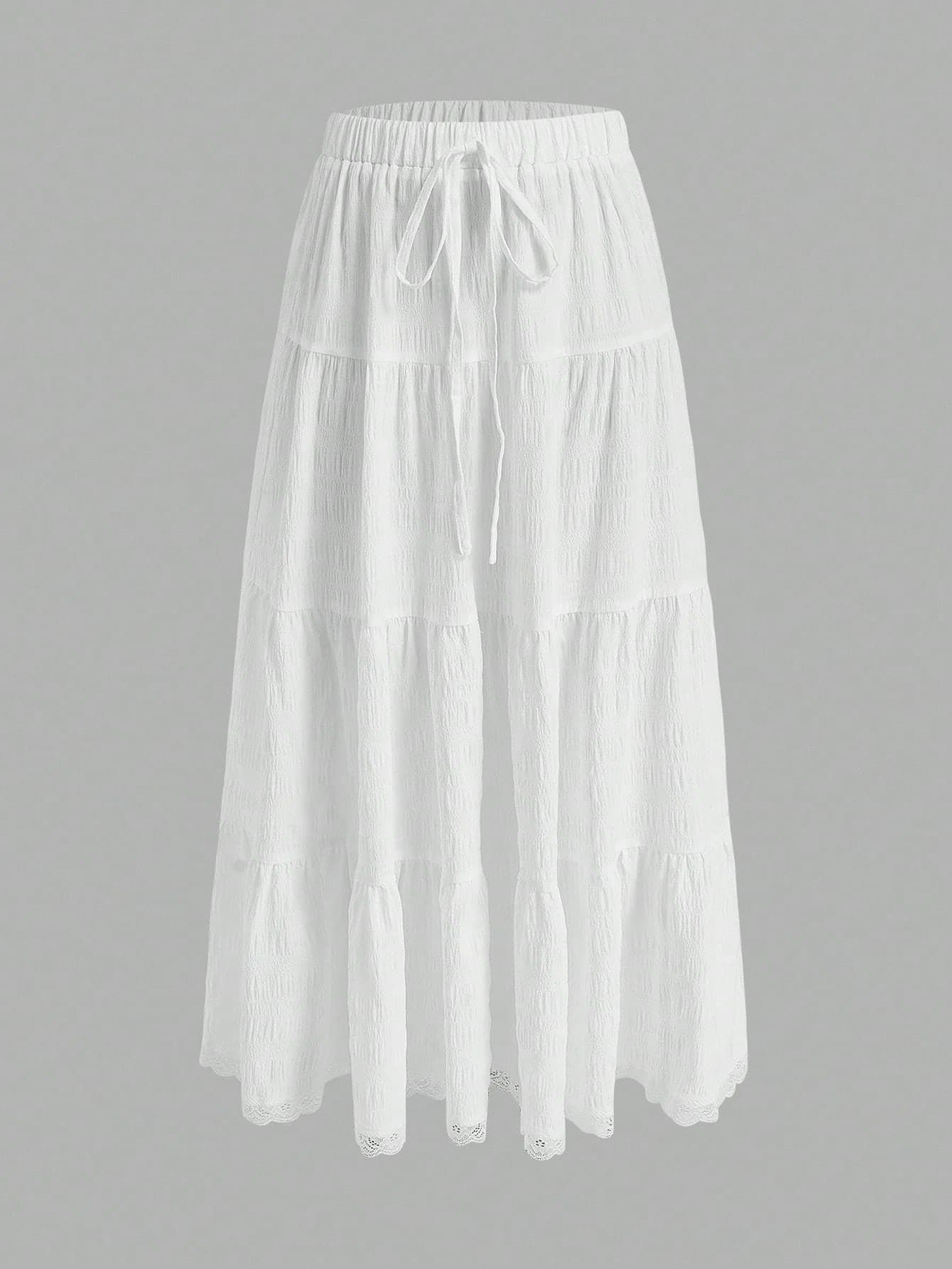 SHEIN EZwear Women's Casual Vacation Multi-Layer Cake Skirt, Suitable For Summer Chic Dress