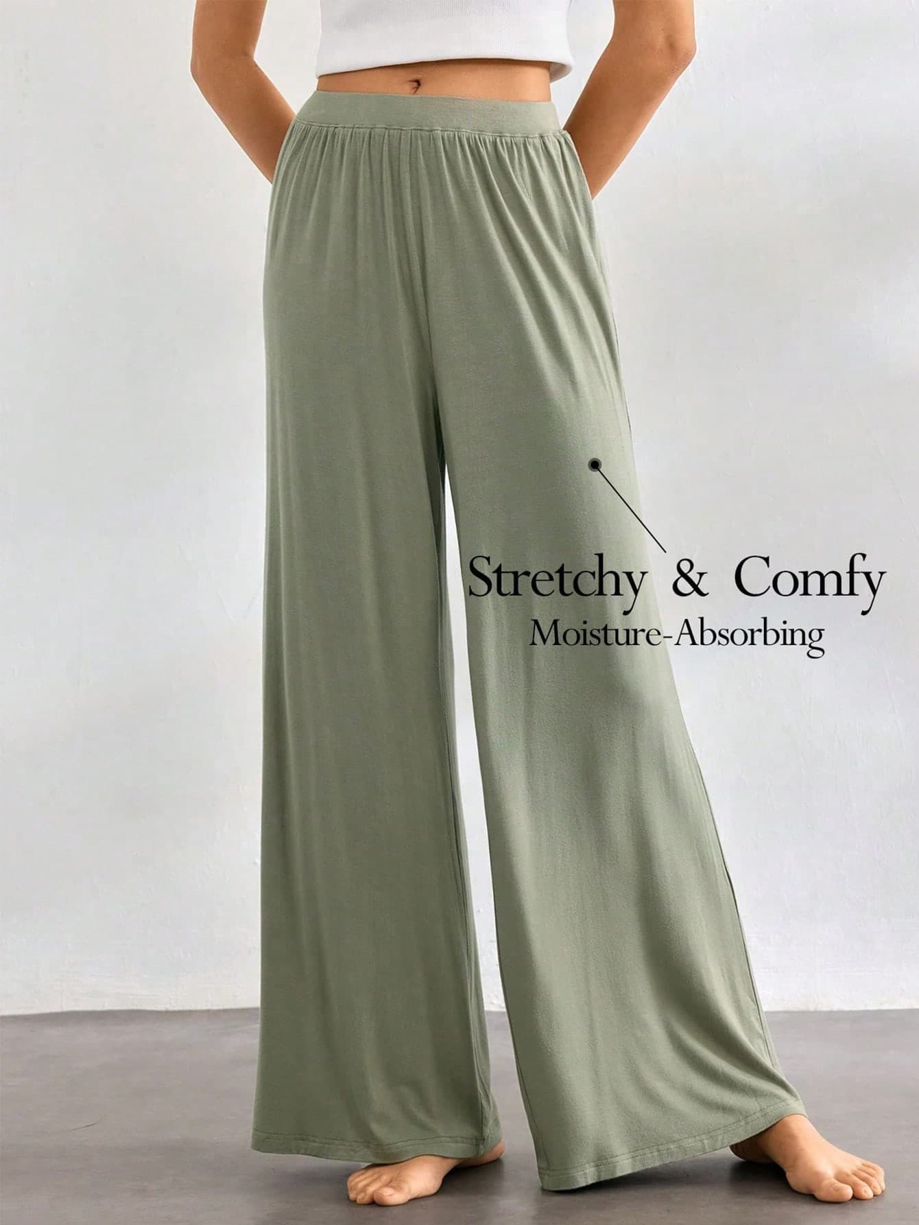Ocili Leisure Solid Color Pleated Homewear Bottoms, Loose Pants Holiday Season, For Fall, Winter
