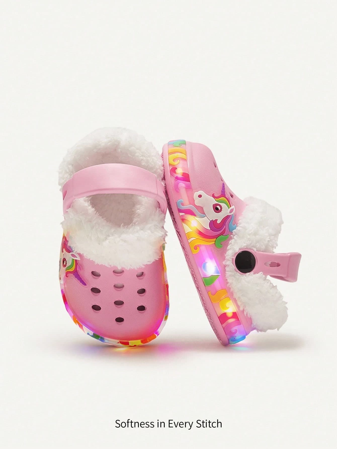 Cozy Pixies Toddler Girls' Fashionable Comfortable Warm Pink Cartoon Cute Lightweight Indoor Slippers
