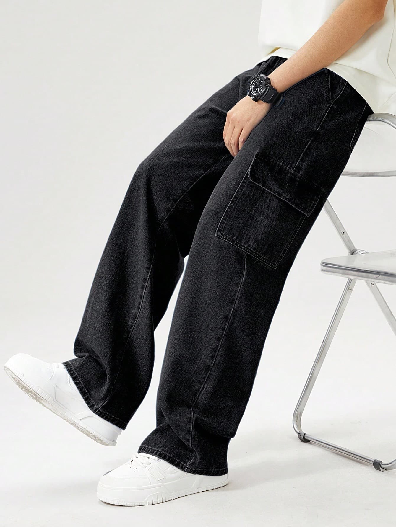 SHEIN Vacaura Teenage Boys' Outdoor Casual Cargo Jeans Fall Winter