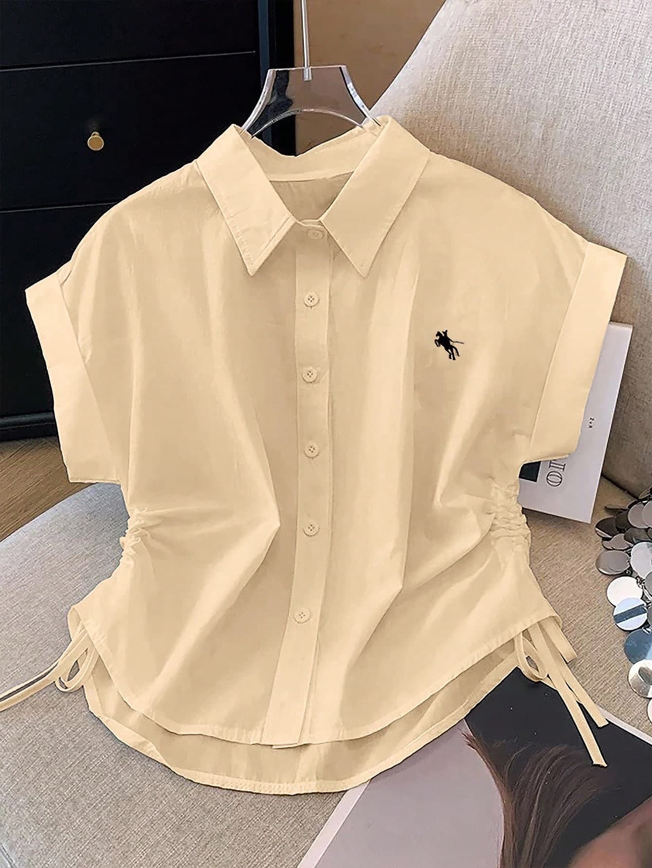 INAWLY Women's Casual Tissue Print Button-Up Shirt