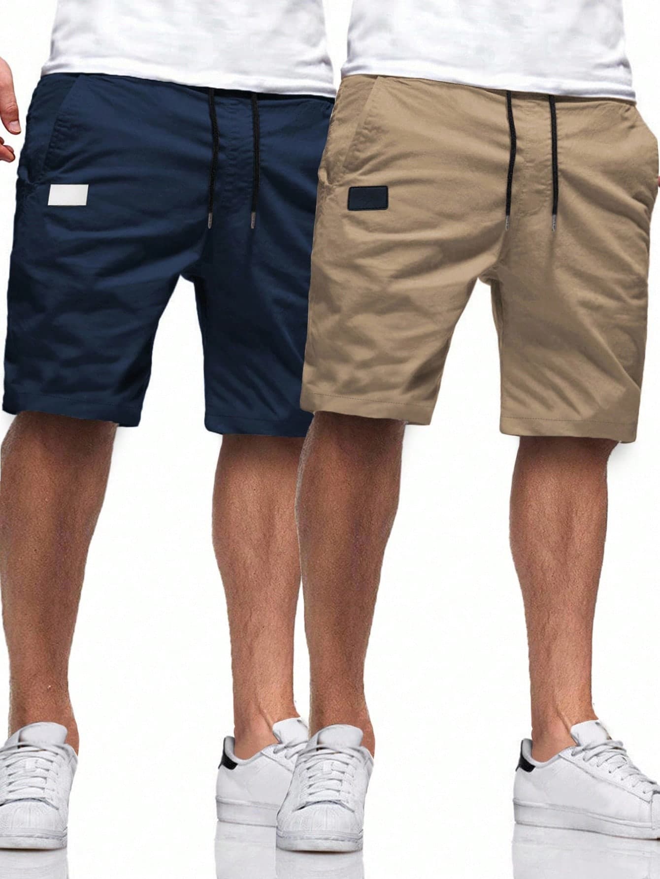 Manfinity Homme 2pcs Men's Loose Fit Drawstring Waist Slant Pocket Shorts