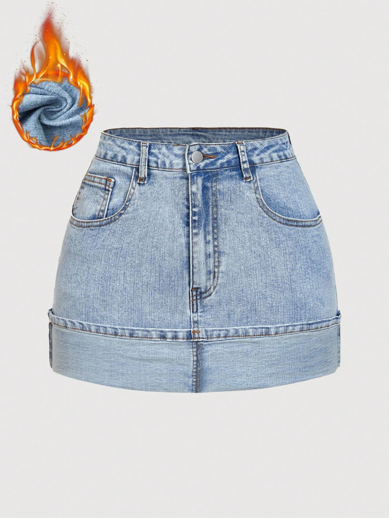 SHEIN MOD Women's Casual Everyday Washed Slant Pocket Bodycon Denim Skirt