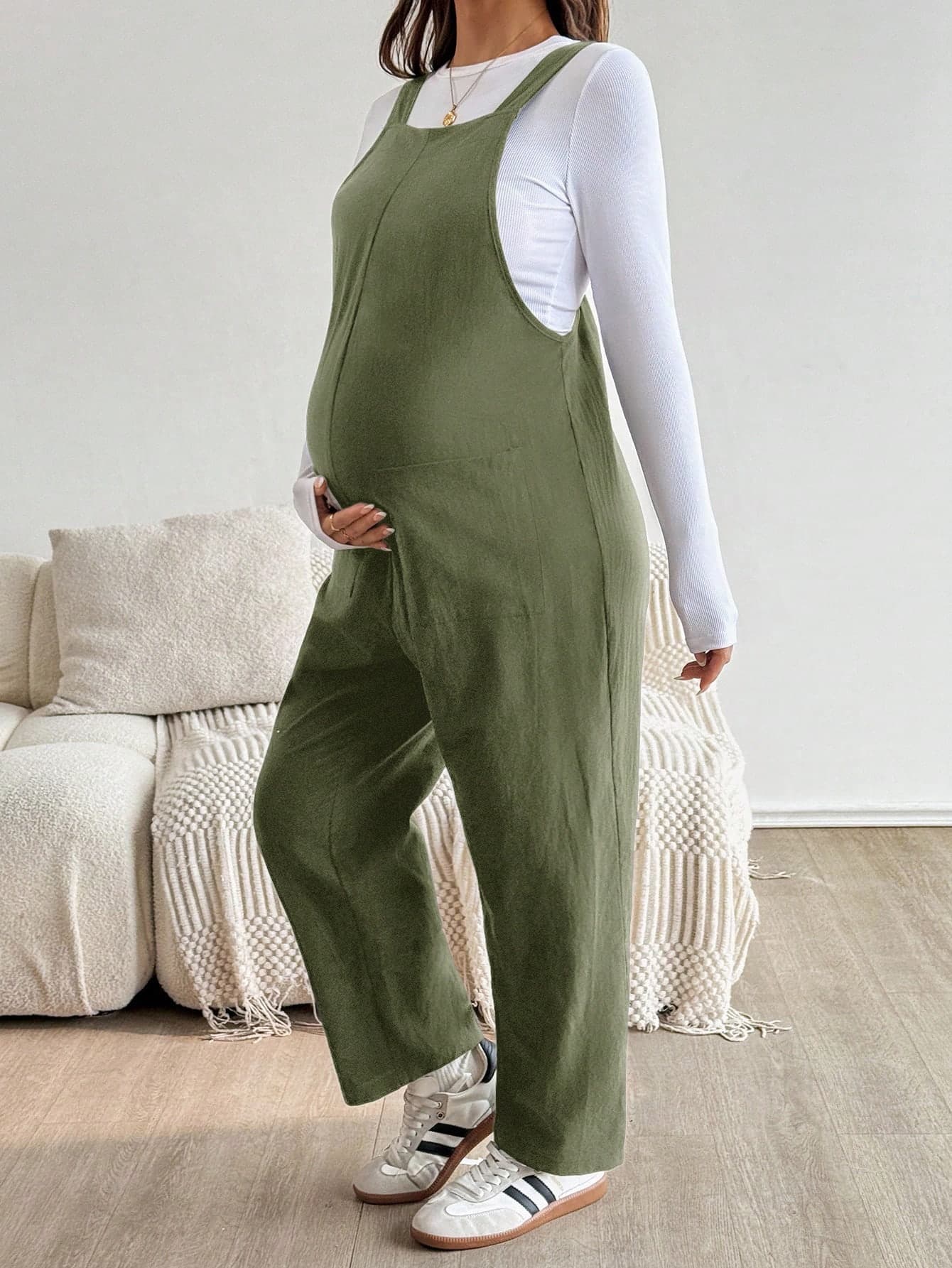 SHEIN Maternity Solid Color Loose Fit Casual Jumpsuit With Pockets Pregnant Outfits Jumpsuits Pregnancy Clothes Overalls Fall