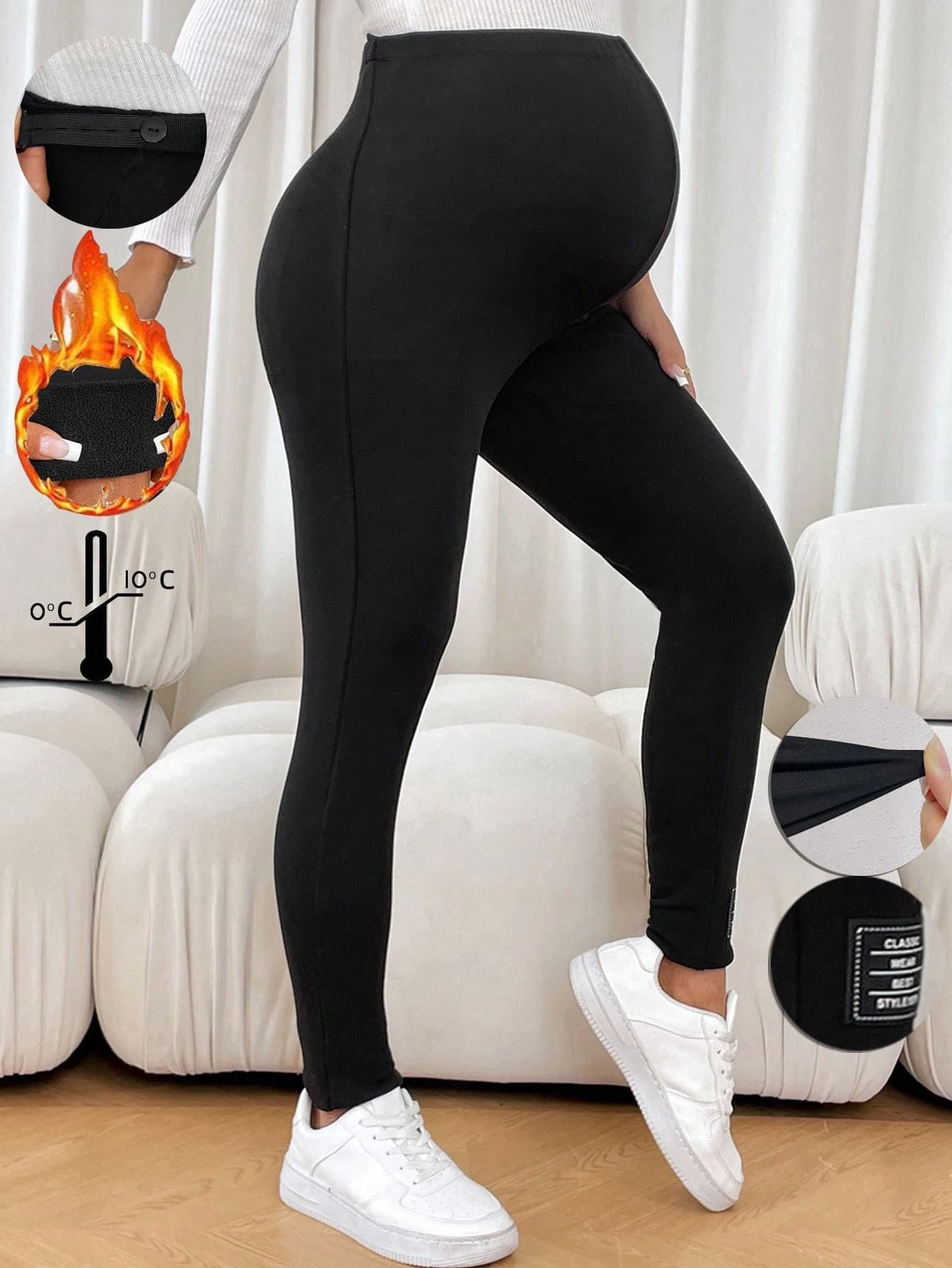 SHEIN Pregnant Women Solid Color High Waist Slim Leggings, For Maternity