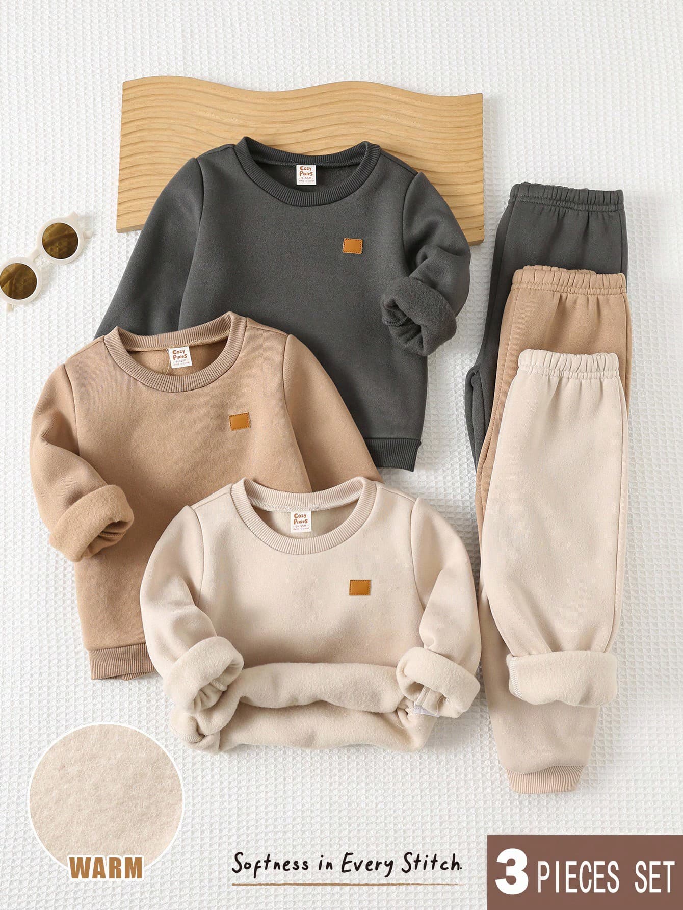 Bubblio Baby Boy Clothes Baby Girl Toddler Boy Fall And Winter Clothes Outfit Set, Sweatshirts, 3pcs/Set Crew Neck Long Sleeve Sweatshirt Set Multi-Piece, Comfortable Versatile Casual Fashion Daily Cute Minimalist Basic Style, Suitable For Indoor, Outdoor Skiing, Daily, Sports, Party, Photography, Festival, Streetwear, Tracksuit, Christmas, New Year