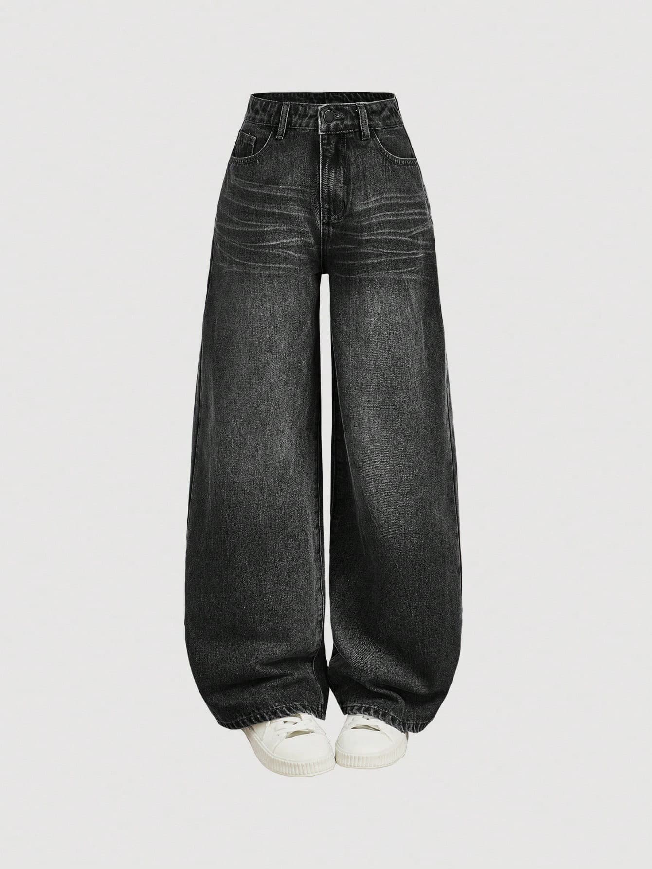 SHEIN Girlism Teen Girl Y2k Vintage Baggy Jeans Wide Leg Denim Pants Harajuku Kpop Streetwear Trousers Retro 2000s Style Spring, Fall Back To School