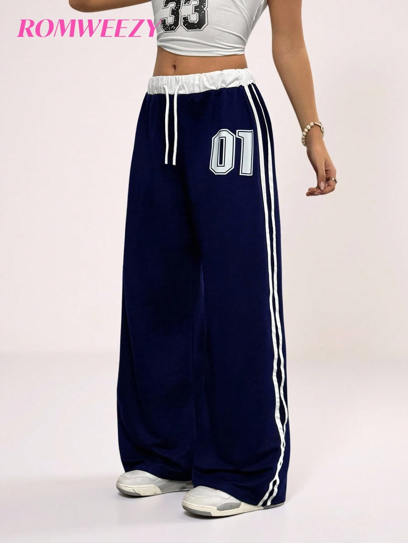 Teens (Girls) Casual Street Fashion Cropped Letter Sporty Pants, Suitable For Outings, Street Photography, School