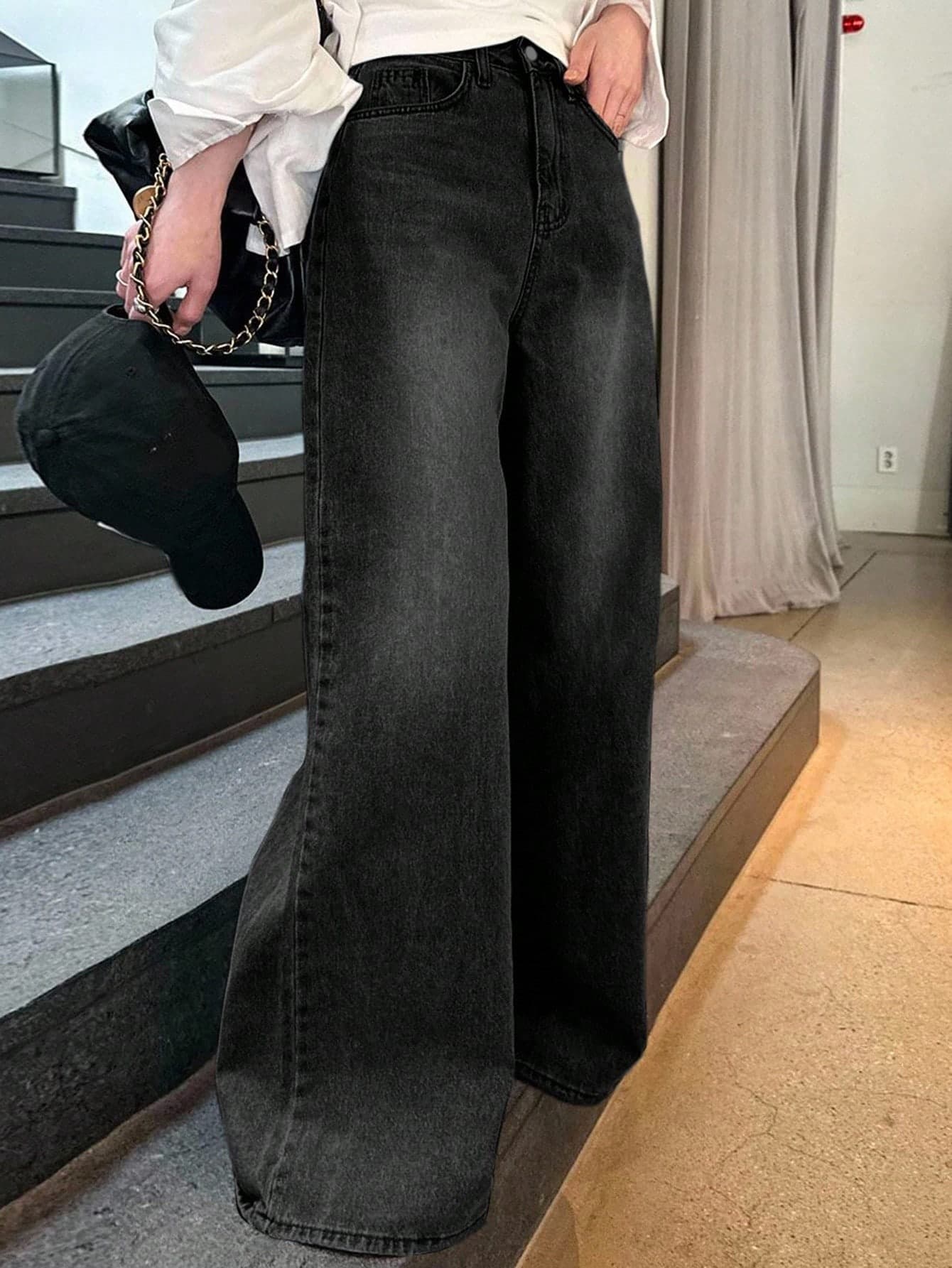 DAZY Loose High Waist Slimming Straight Leg Jeans, Minimalist & Versatile, Comfortable Ankle Length Pants For Women