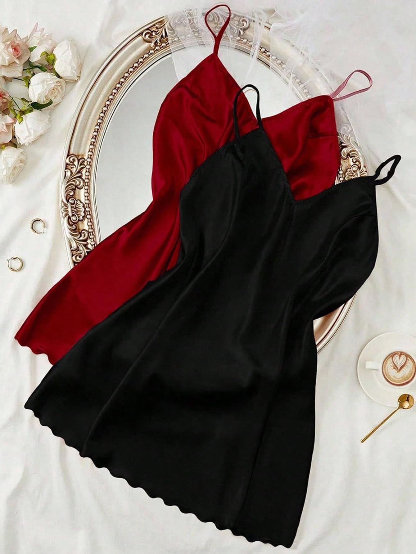MuseNap CURVE Elegant Satin Sling Nightgown 2-Piece Combo Set
