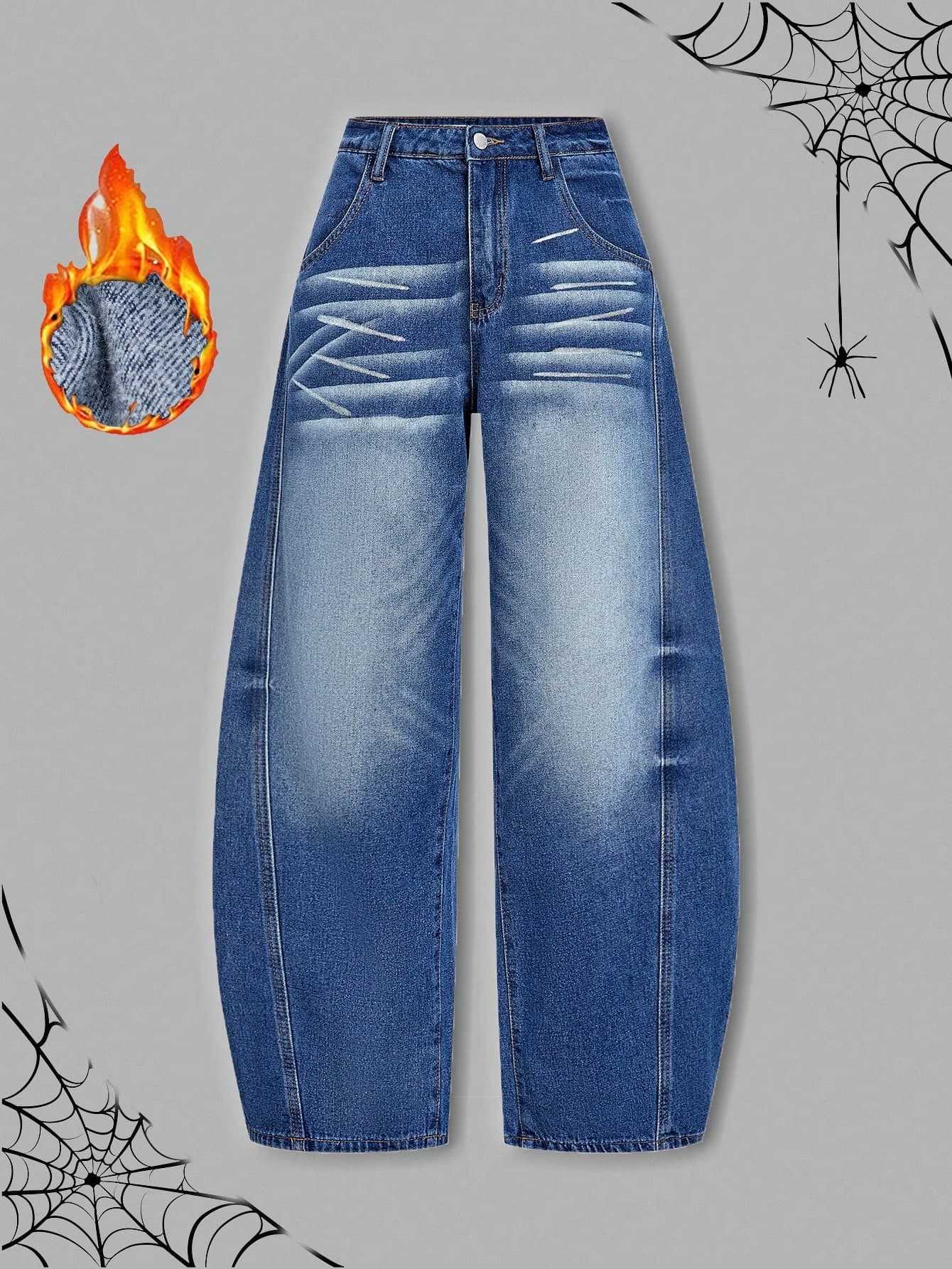 SHEIN MOD Women's Blue Loose Wide Leg Jeans Casual Versatile Barrel Pants Summer Streetwear School Chic Autumn Clothes Halloween Costumes For Women Fall Clothes