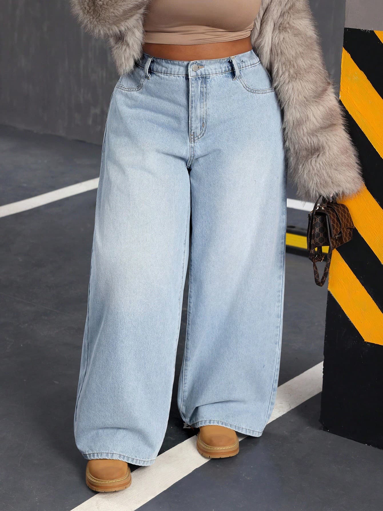Slaydiva Plus Size Women High Waist Pockets Loose Casual Wide Leg Baggy Jeans, Y2k Oversized Jeans New Year